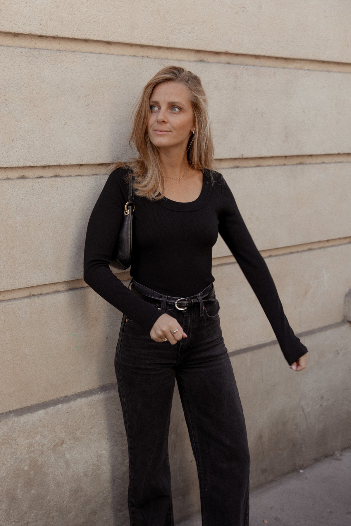 SCOOP NECK SWEATER COTTON BLACK