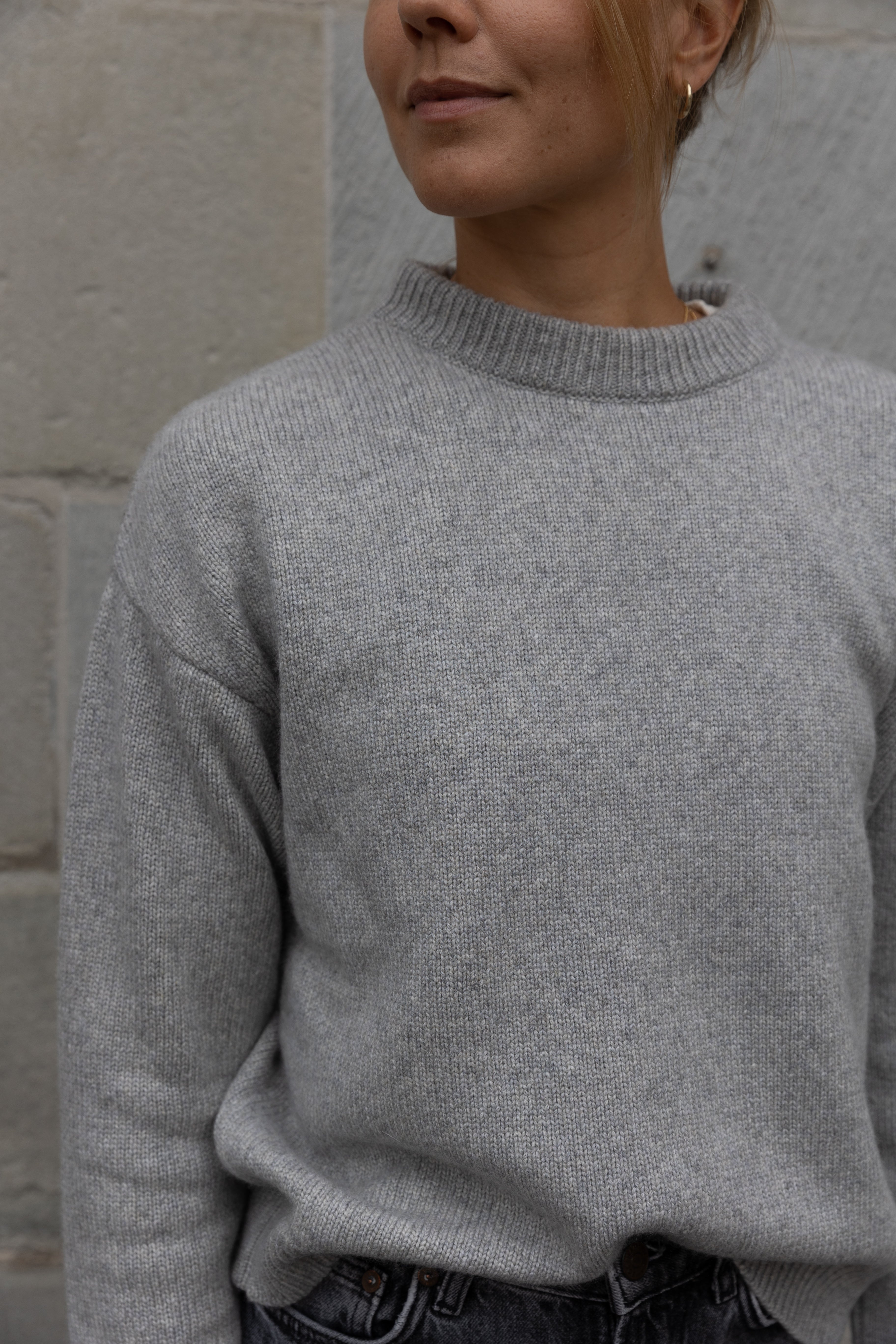 CREWNECK SWEATER CASHMERE/SILK GREY