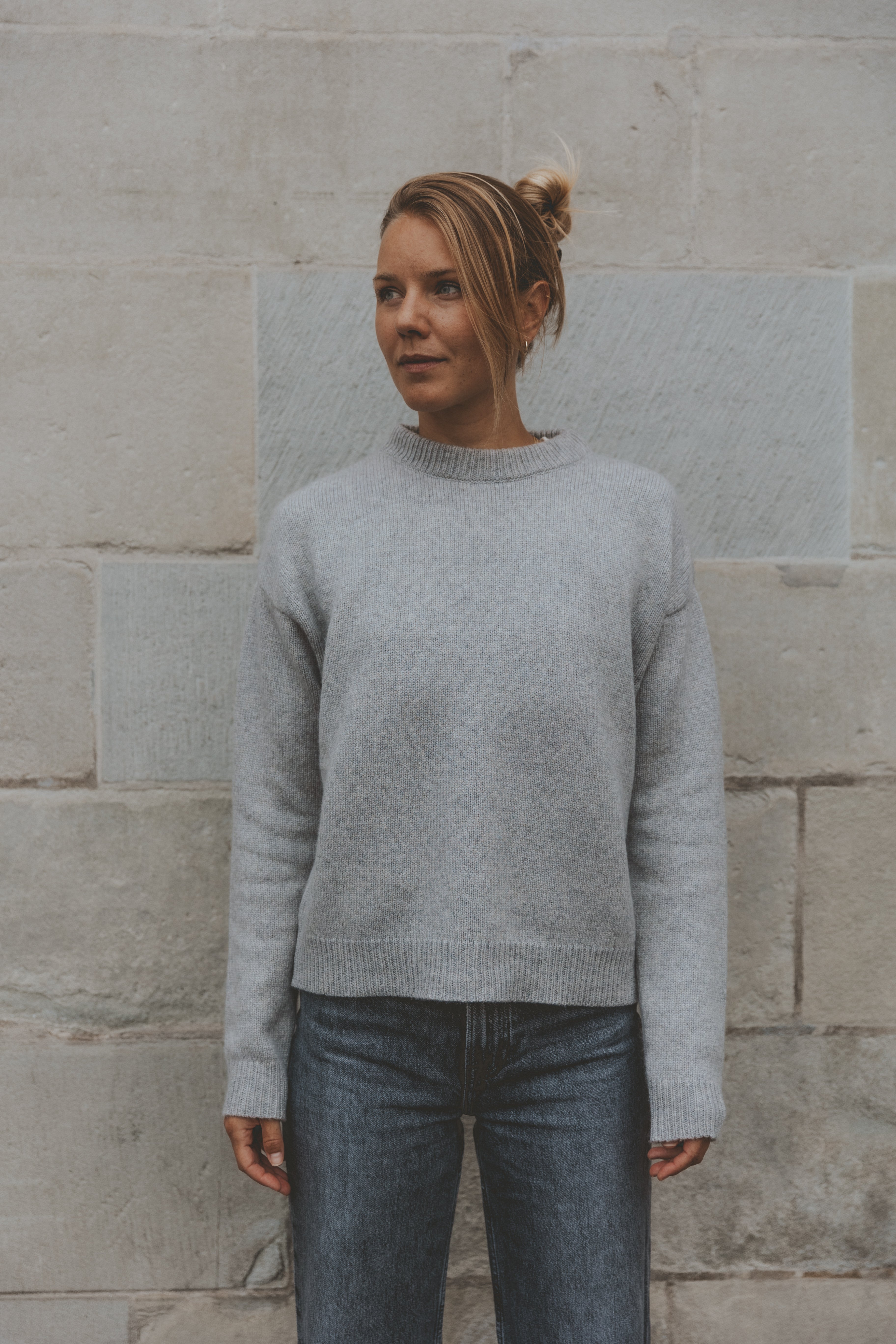 CREWNECK SWEATER CASHMERE/SILK GREY