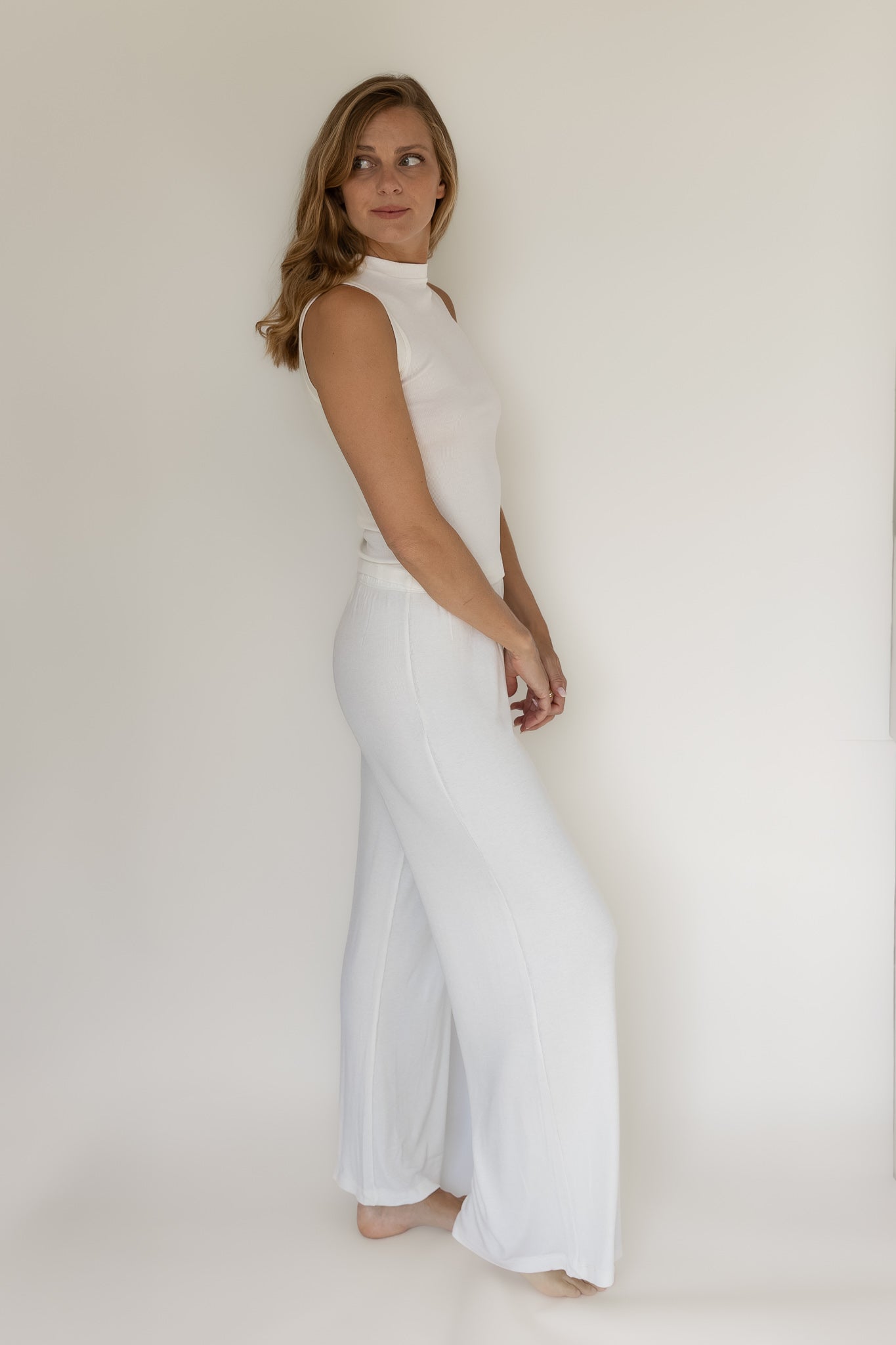 RIB PANTS MODAL WHITE