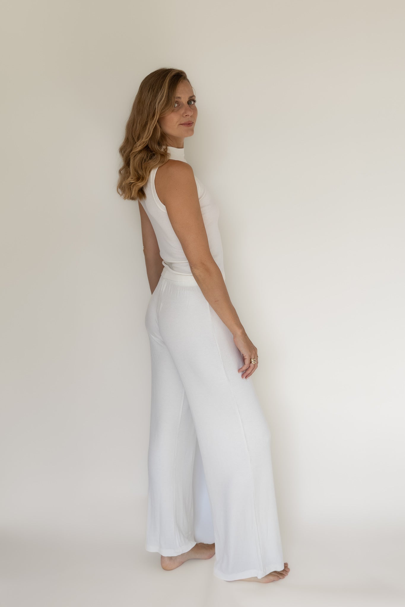 RIB PANTS MODAL WHITE