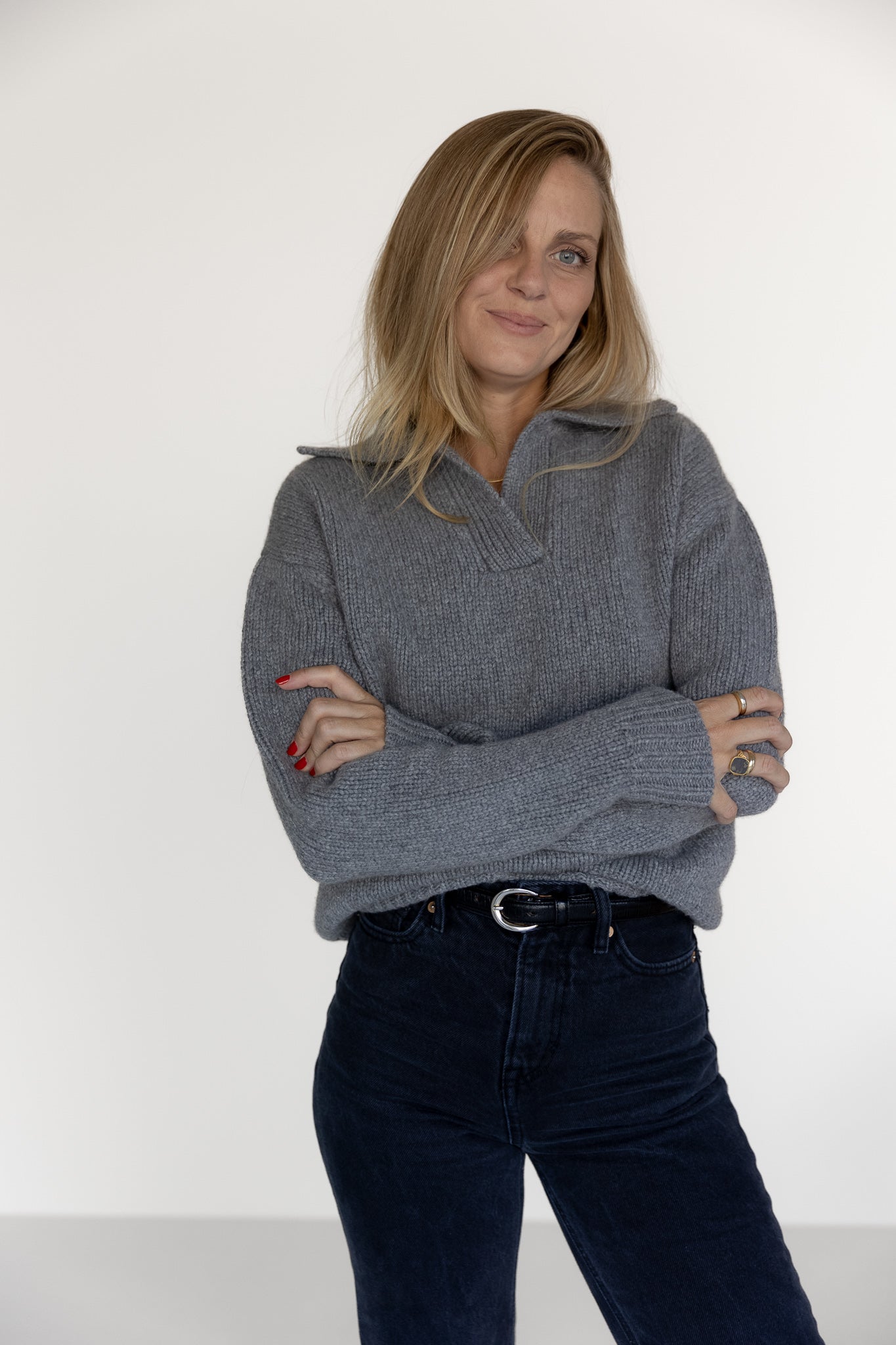 V-NECK SWEATER CASHMERE GREY