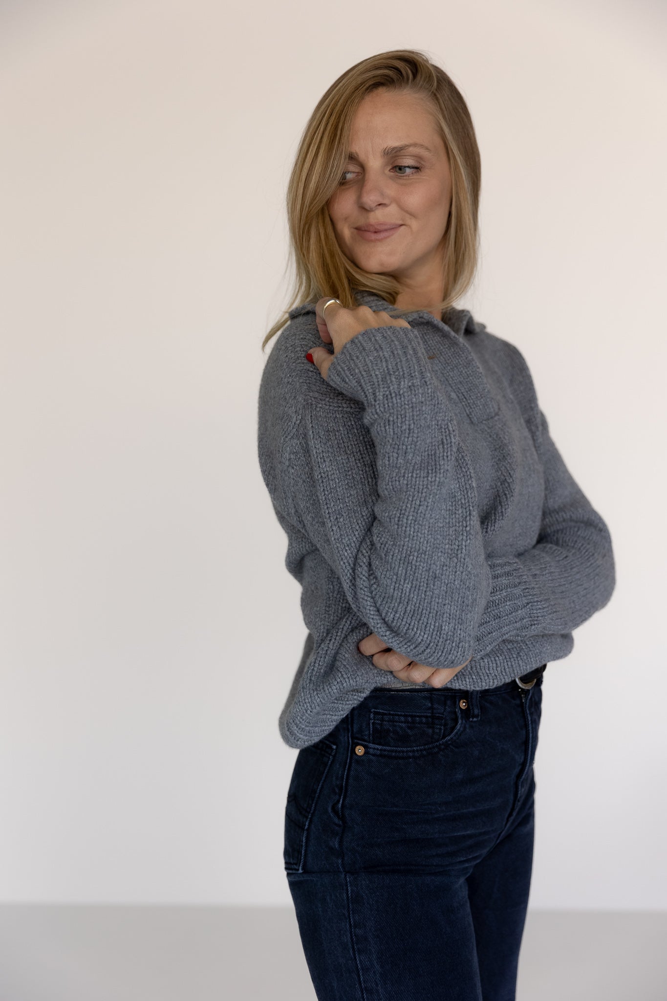 V-NECK SWEATER CASHMERE GREY