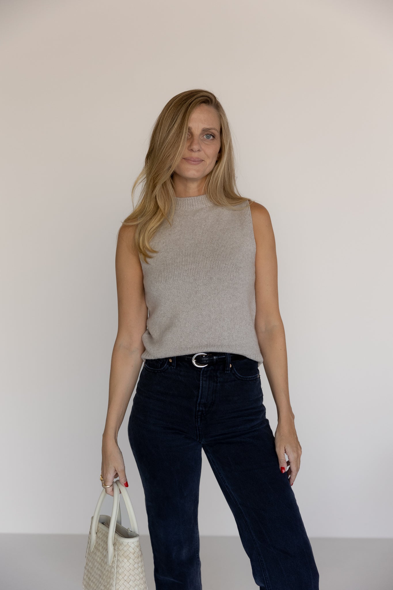 MOCK NECK TANK CASHMERE/SILK BROWN