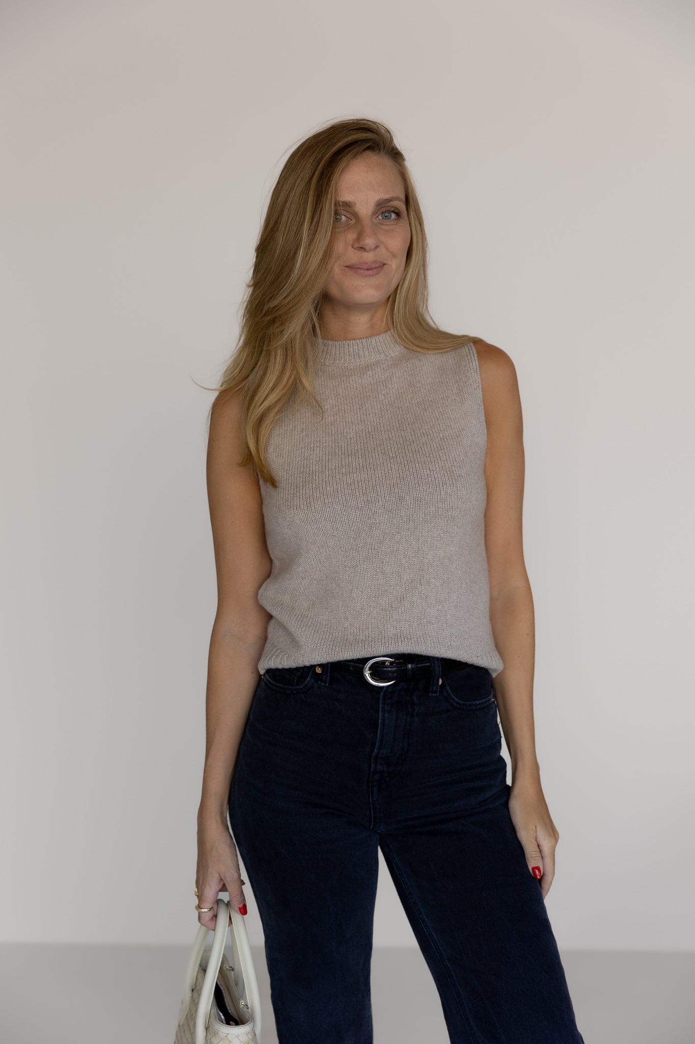 MOCK NECK TANK CASHMERE/SILK BROWN