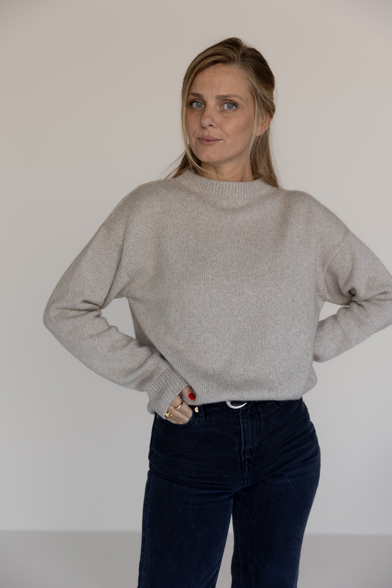 CREWNECK SWEATER CASHMERE/SILK GREIGE