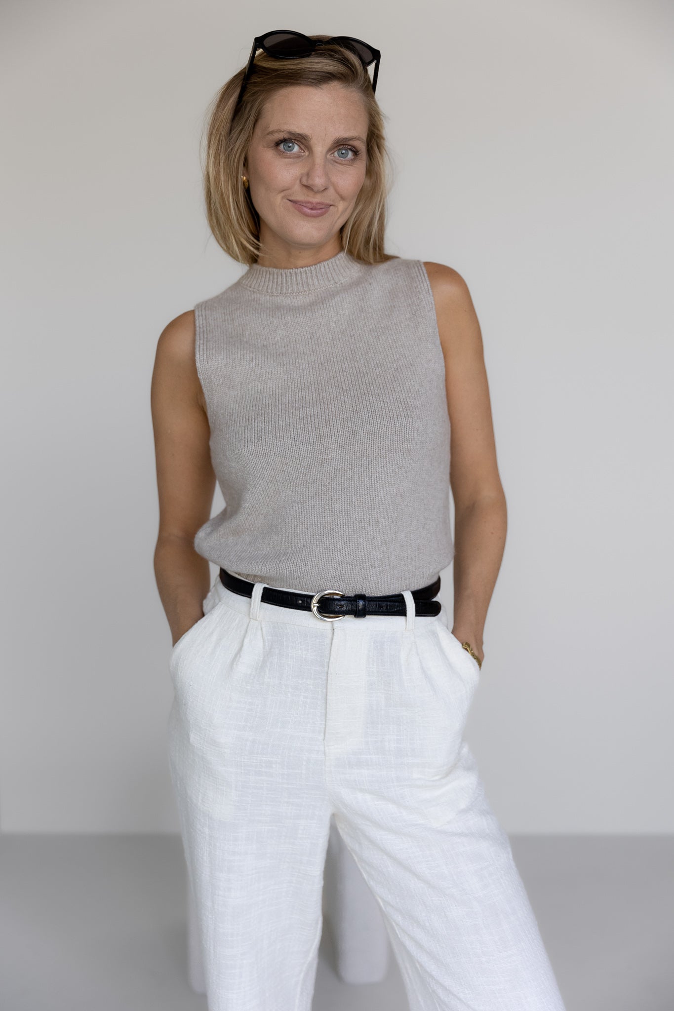 MOCK NECK TANK CASHMERE/SILK BROWN