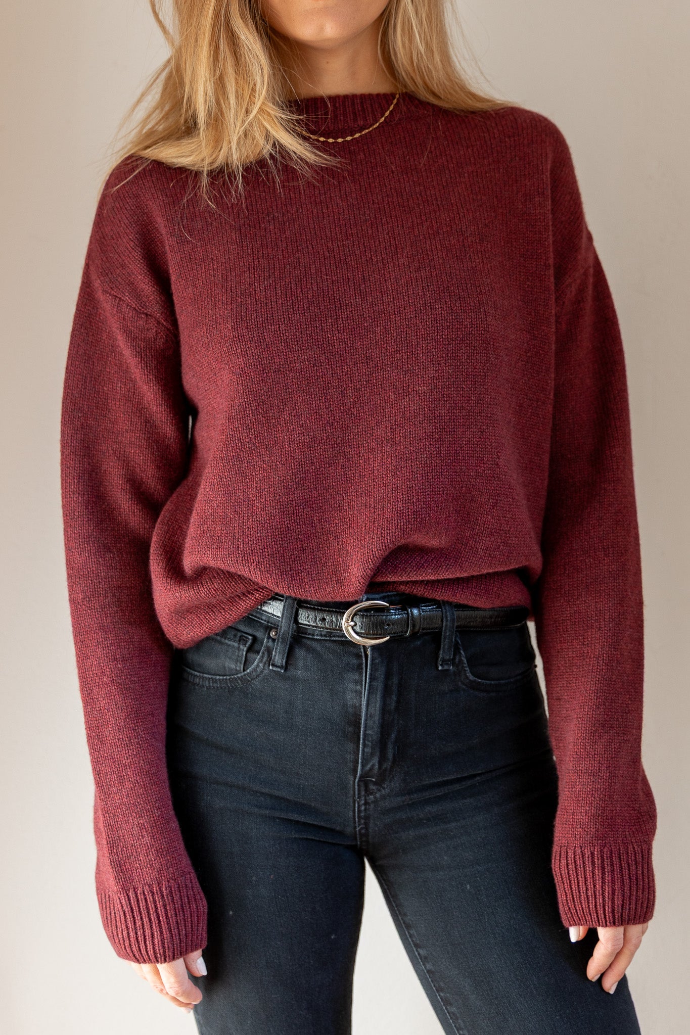 CREWNECK SWEATER CASHMERE/SILK BURGUNDY