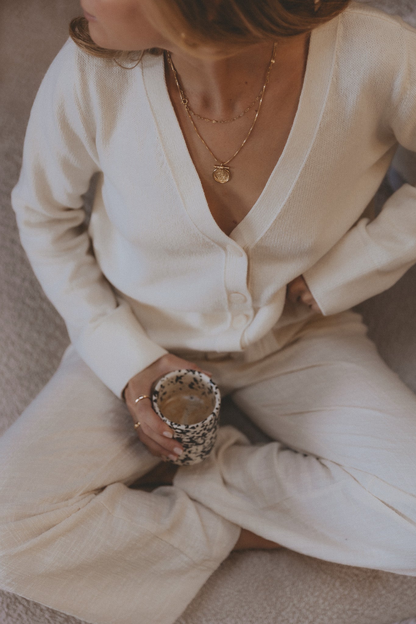 NANA CARDIGAN ECRU (COTTON / CASHMERE)