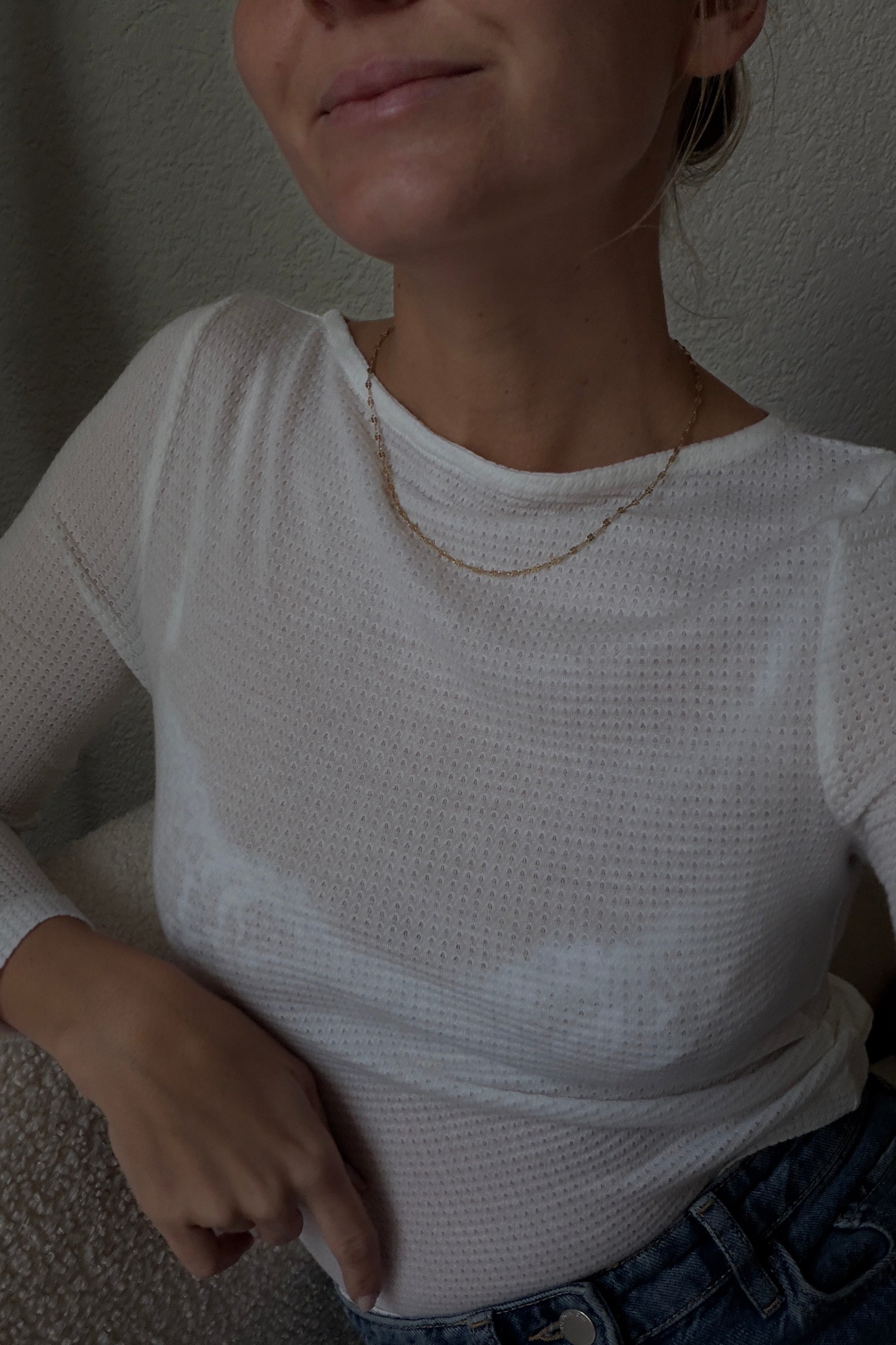 merino waffel BOATNECK LANGARM RIPP weiss