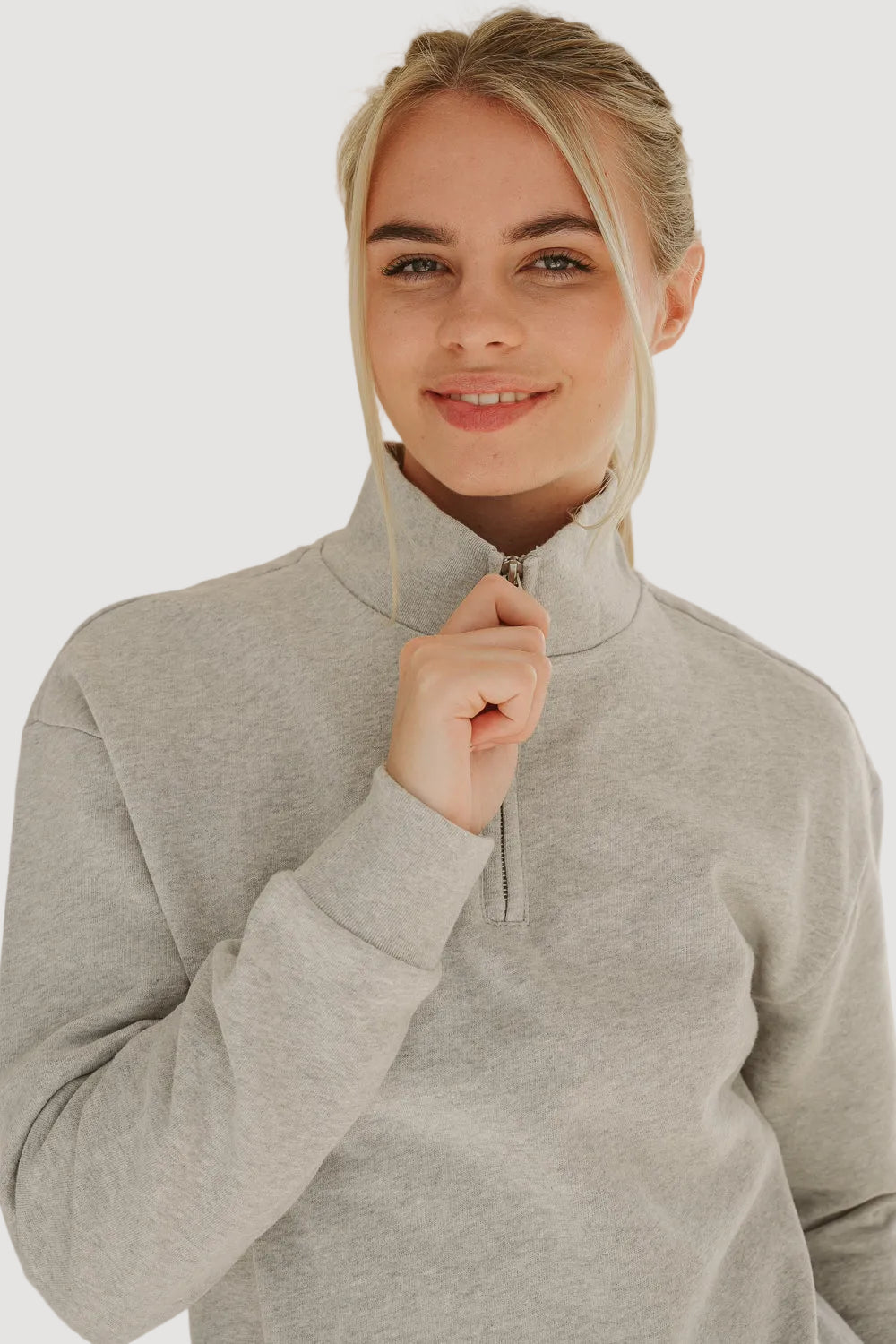 PULL MI-ZIP GRIS CLAIR