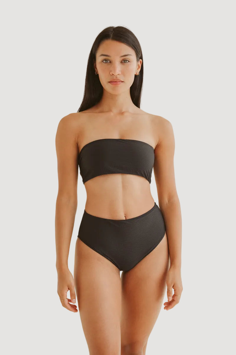 BAS DE MAILLOT GOYA NOIR - NID D'ABEILLE - TISSUE RECYCLÉ
