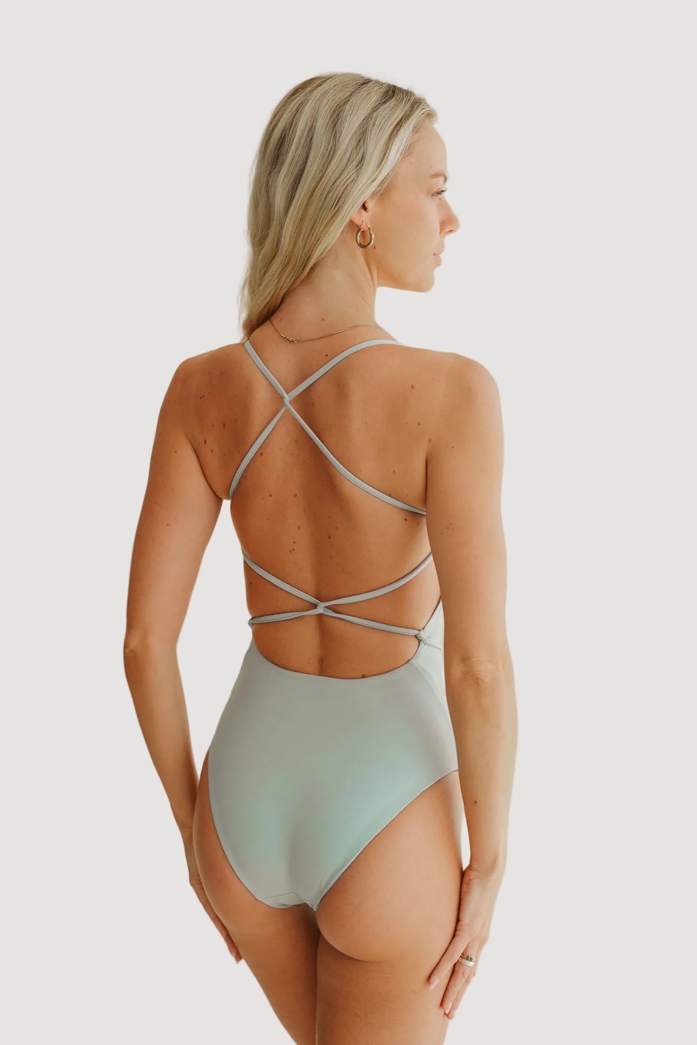 LUAU SWIMSUIT BLUE - DUAL STYLE WITH STRAP - Recycled fabric