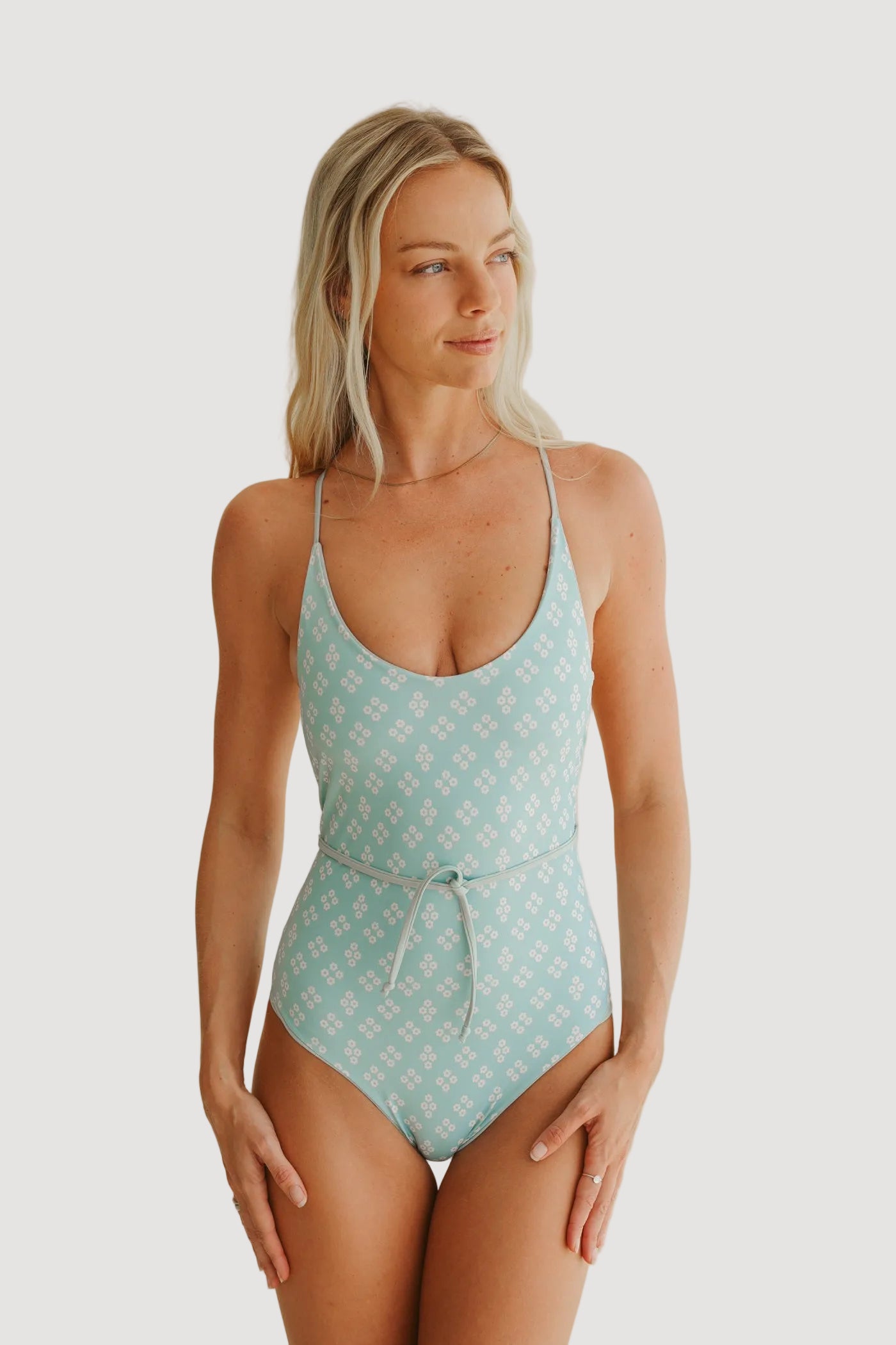 LUAU SWIMSUIT BLUE - DUAL STYLE WITH STRAP - Recycled fabric
