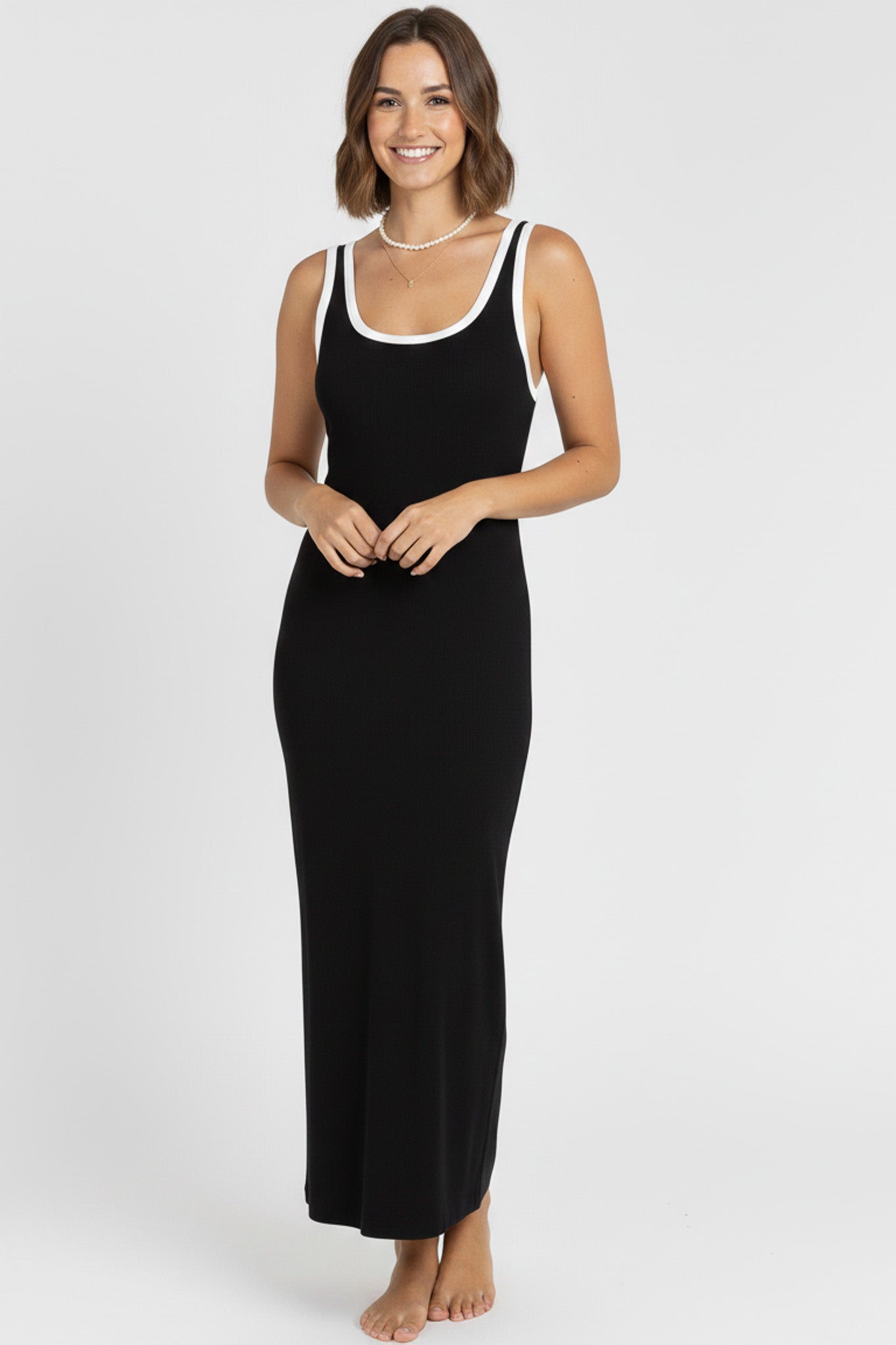 MIIA RIB DRESS MODAL BLACK