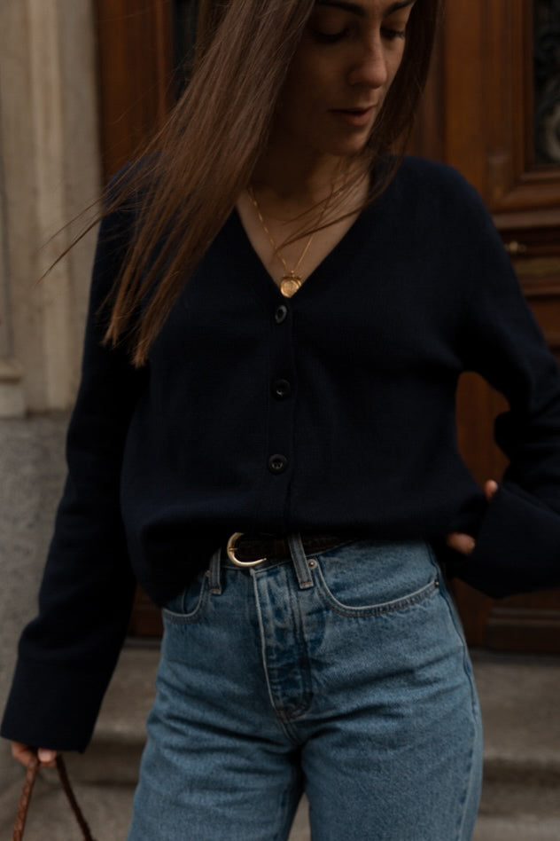 NANA CARDIGAN NAVY (COTTON / CASHMERE)