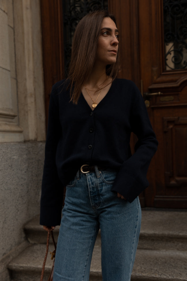 NANA CARDIGAN NAVY (COTTON / CASHMERE)