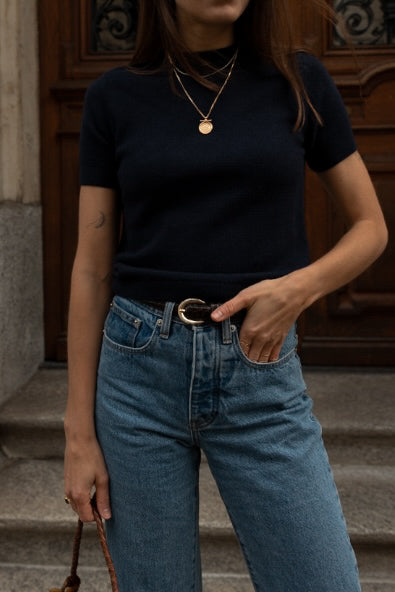 VERA SHIRT NAVY ( COTTON / CASHMERE)