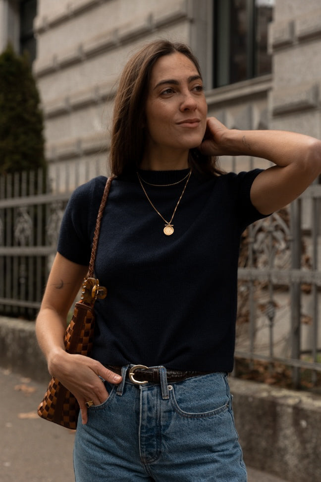 VERA SHIRT NAVY ( COTTON / CASHMERE)