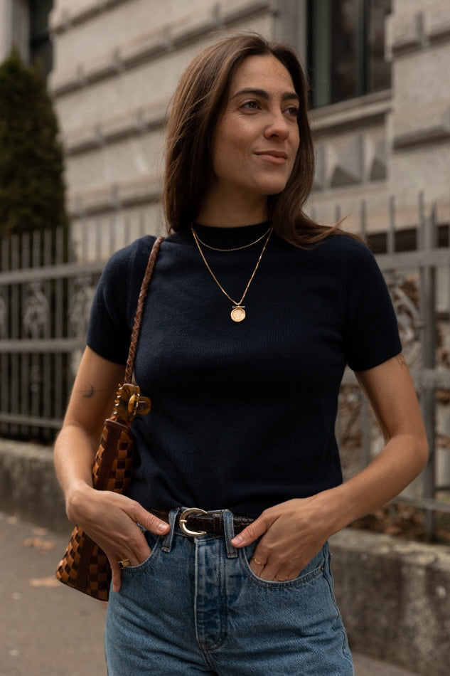 VERA SHIRT NAVY ( COTTON / CASHMERE)