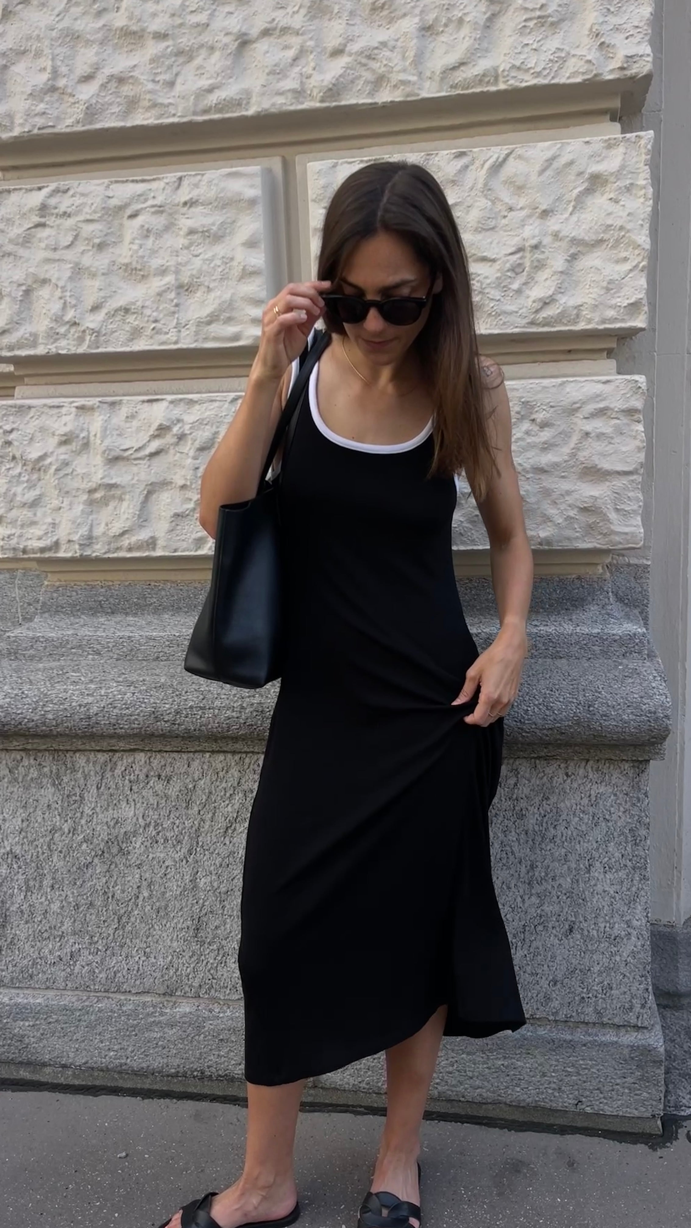 MIIA RIB DRESS MODAL BLACK