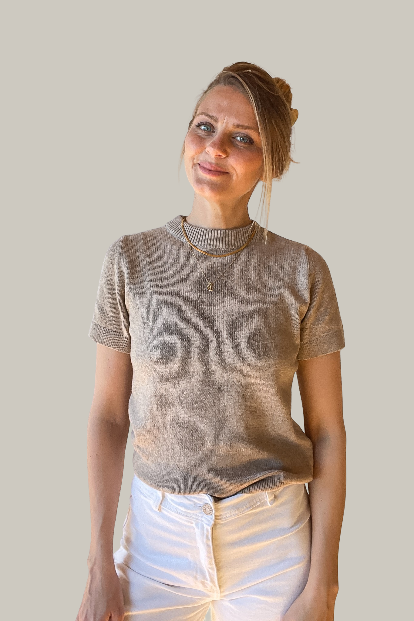 VERA SHIRT TAUPE (COTTON/ CASHMERE)
