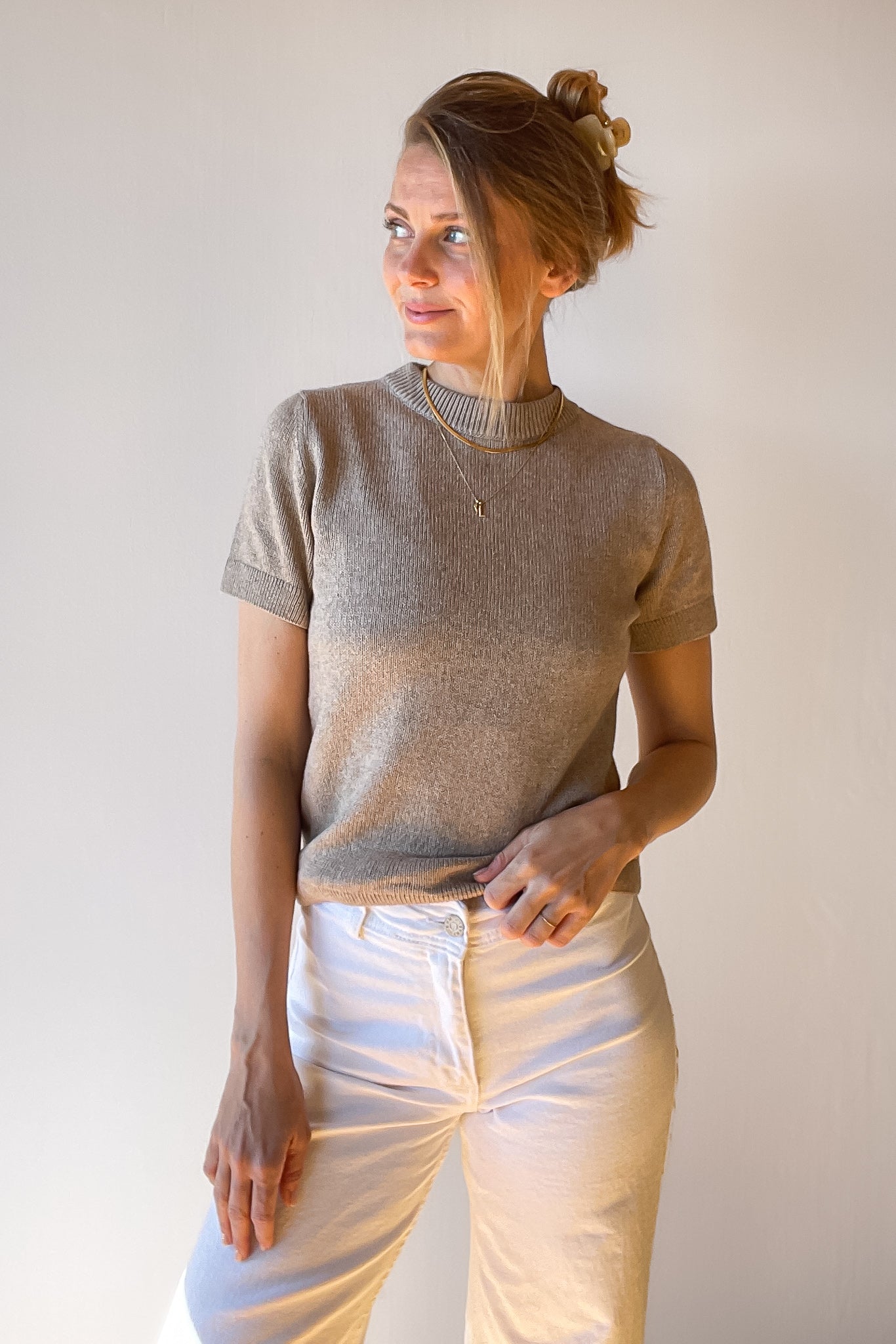 VERA SHIRT TAUPE (COTTON/ CASHMERE)