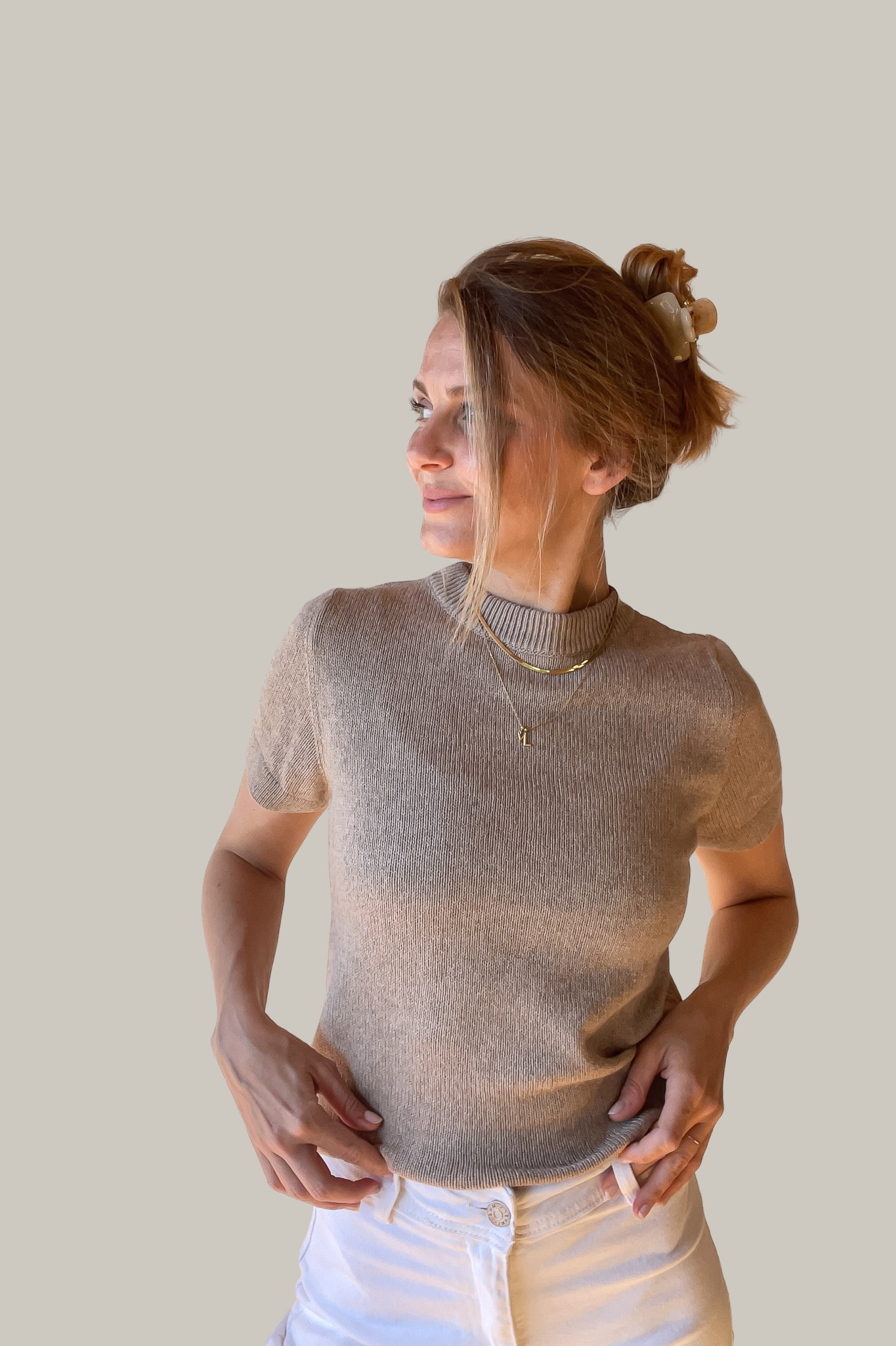 VERA SHIRT TAUPE (COTTON/ CASHMERE)