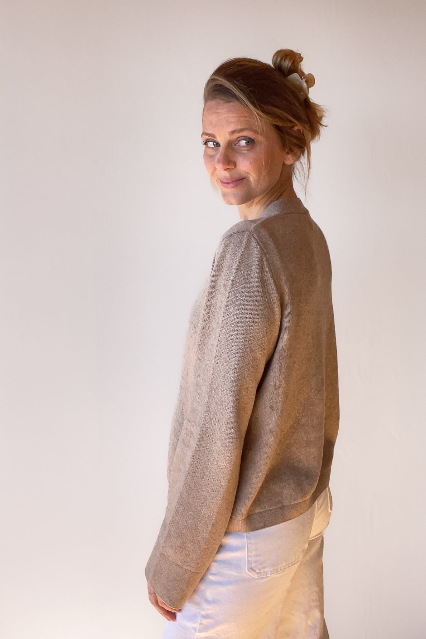 NANA CARDIGAN TAUPE (COTTON / CASHMERE)