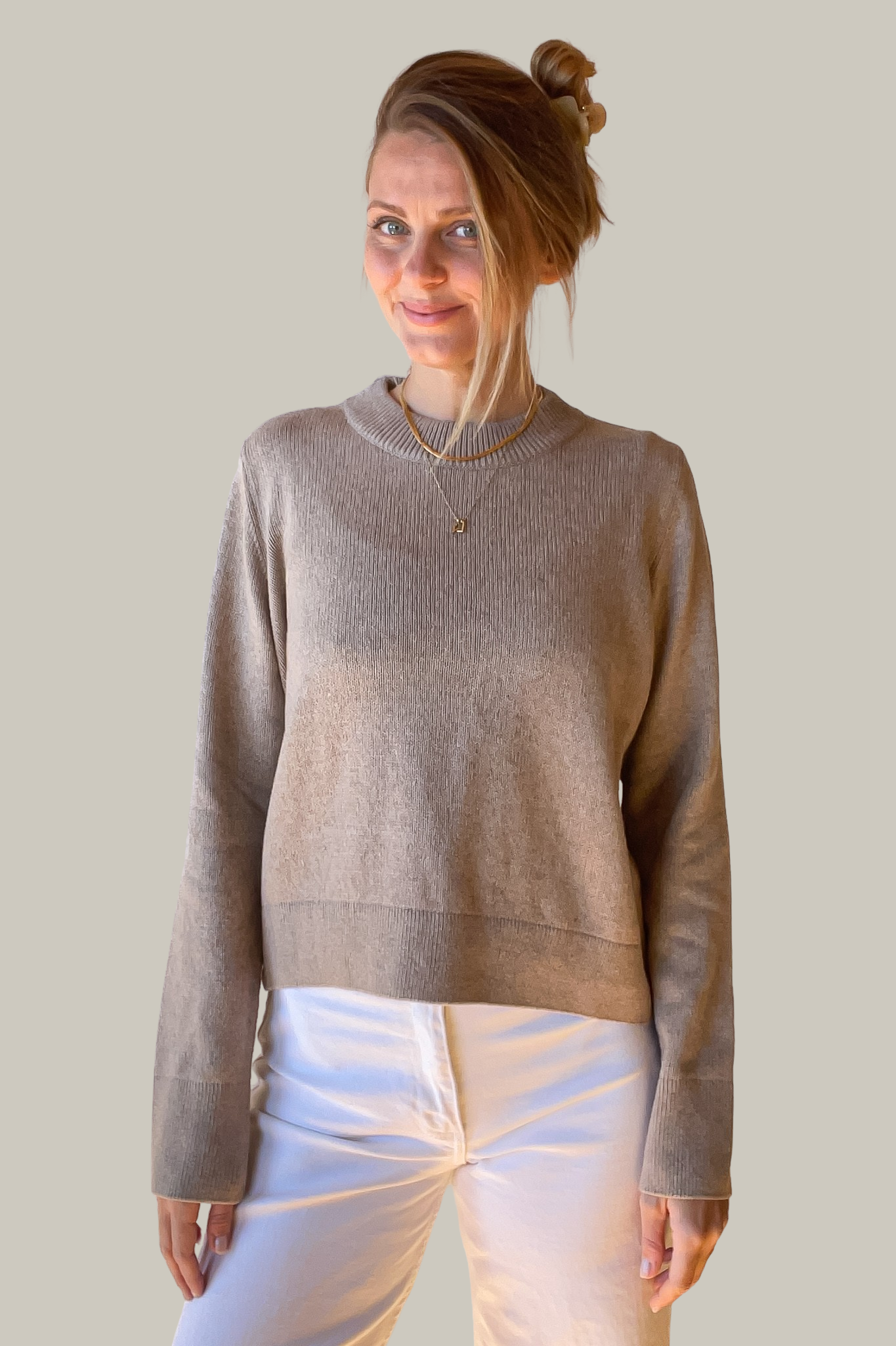 ATIN SWEATER TAUPE (CASHMERE/COTTON)