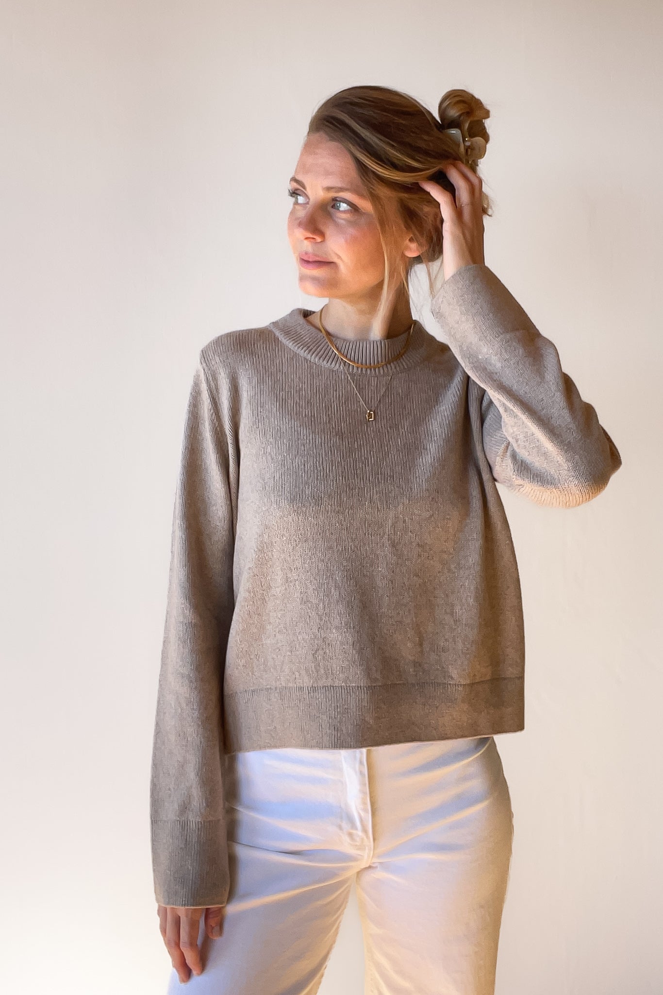 ATIN SWEATER TAUPE (CASHMERE/COTTON)