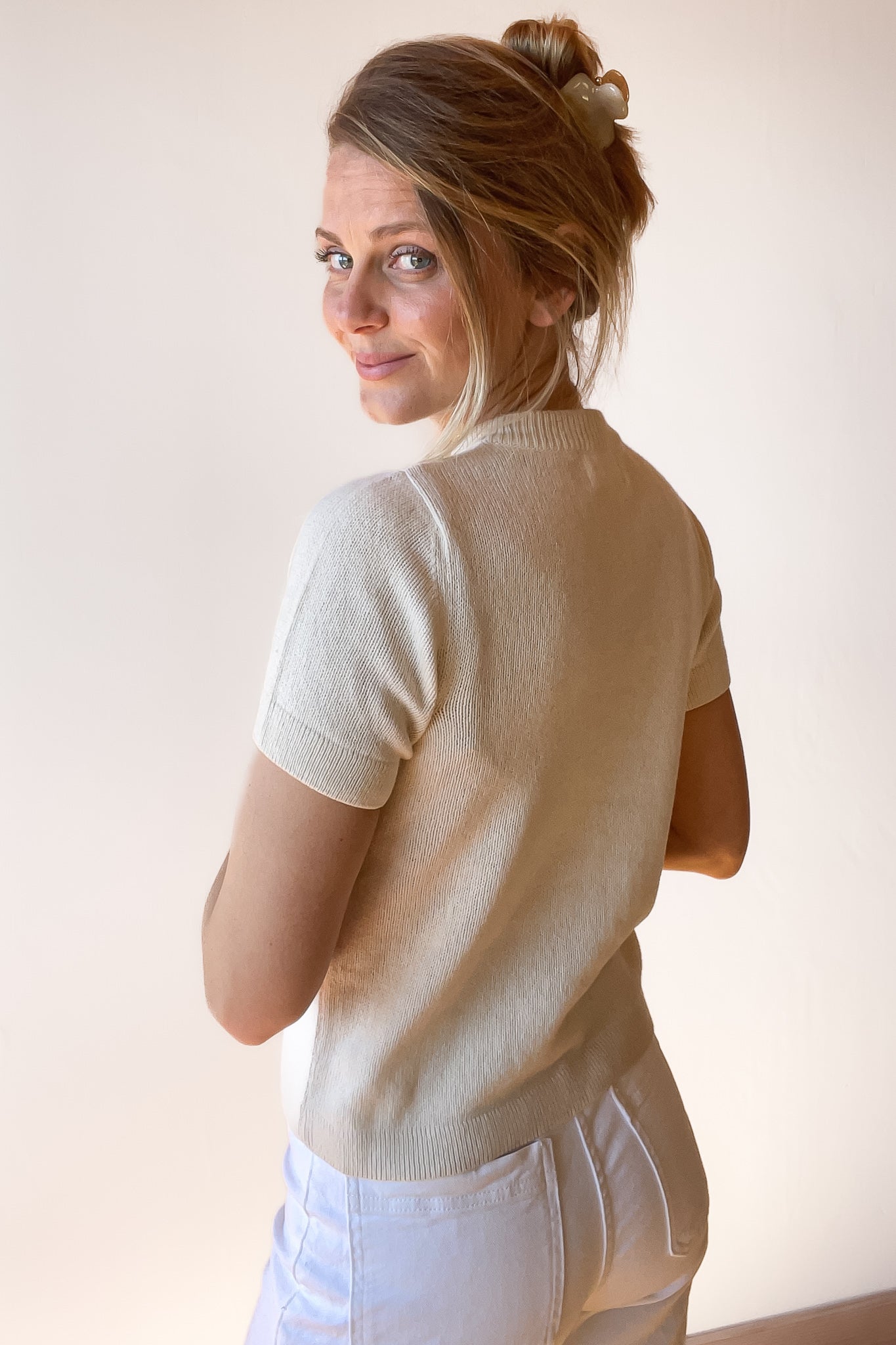 VERA T-SHIRT ECRU (CASHMERE / COTTON)