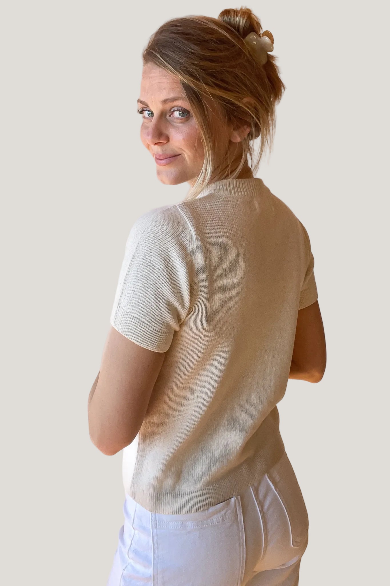 VERA T-SHIRT ECRU (CASHMERE / COTTON)