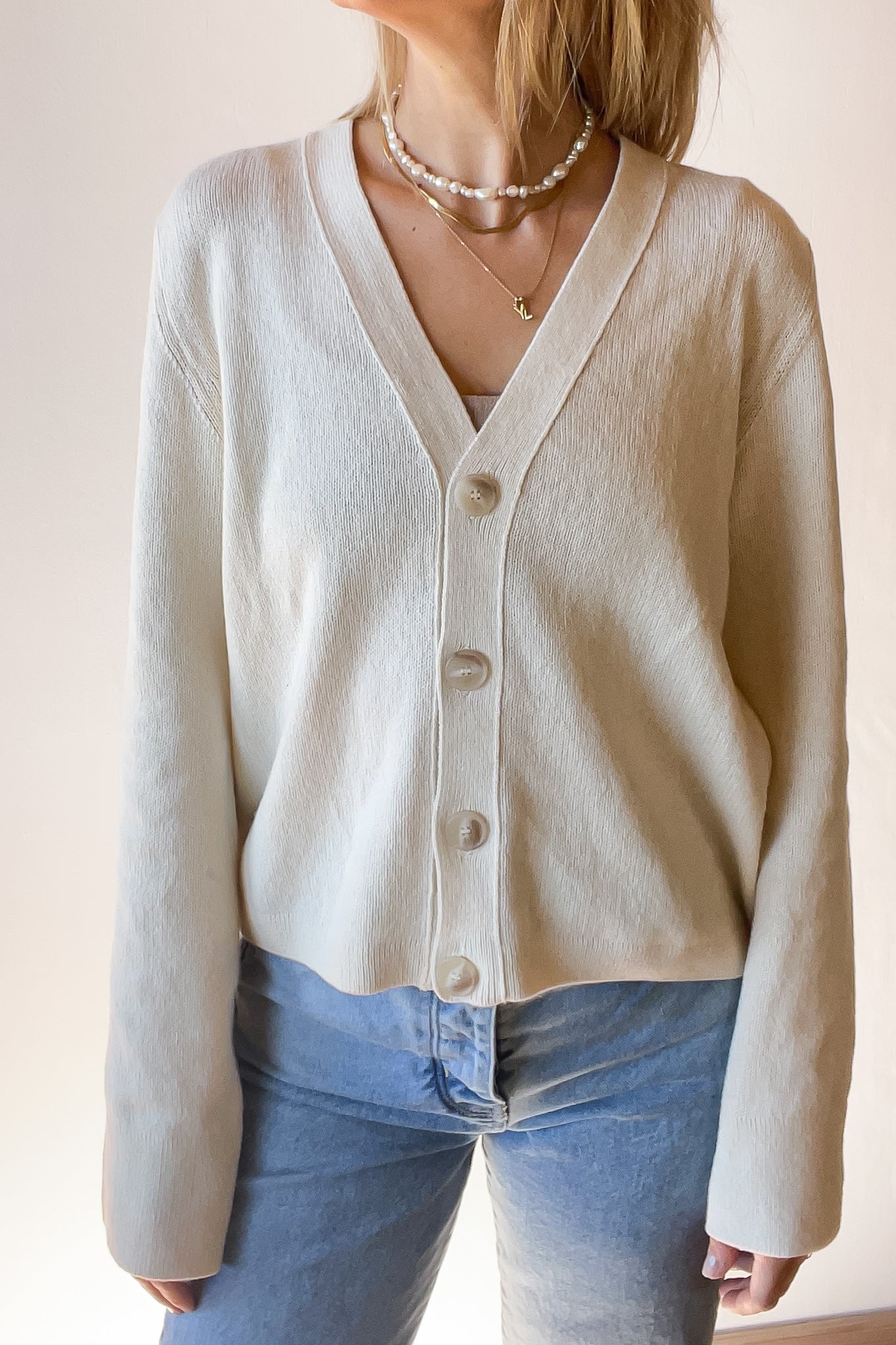 NANA CARDIGAN ECRU (COTTON / CASHMERE)