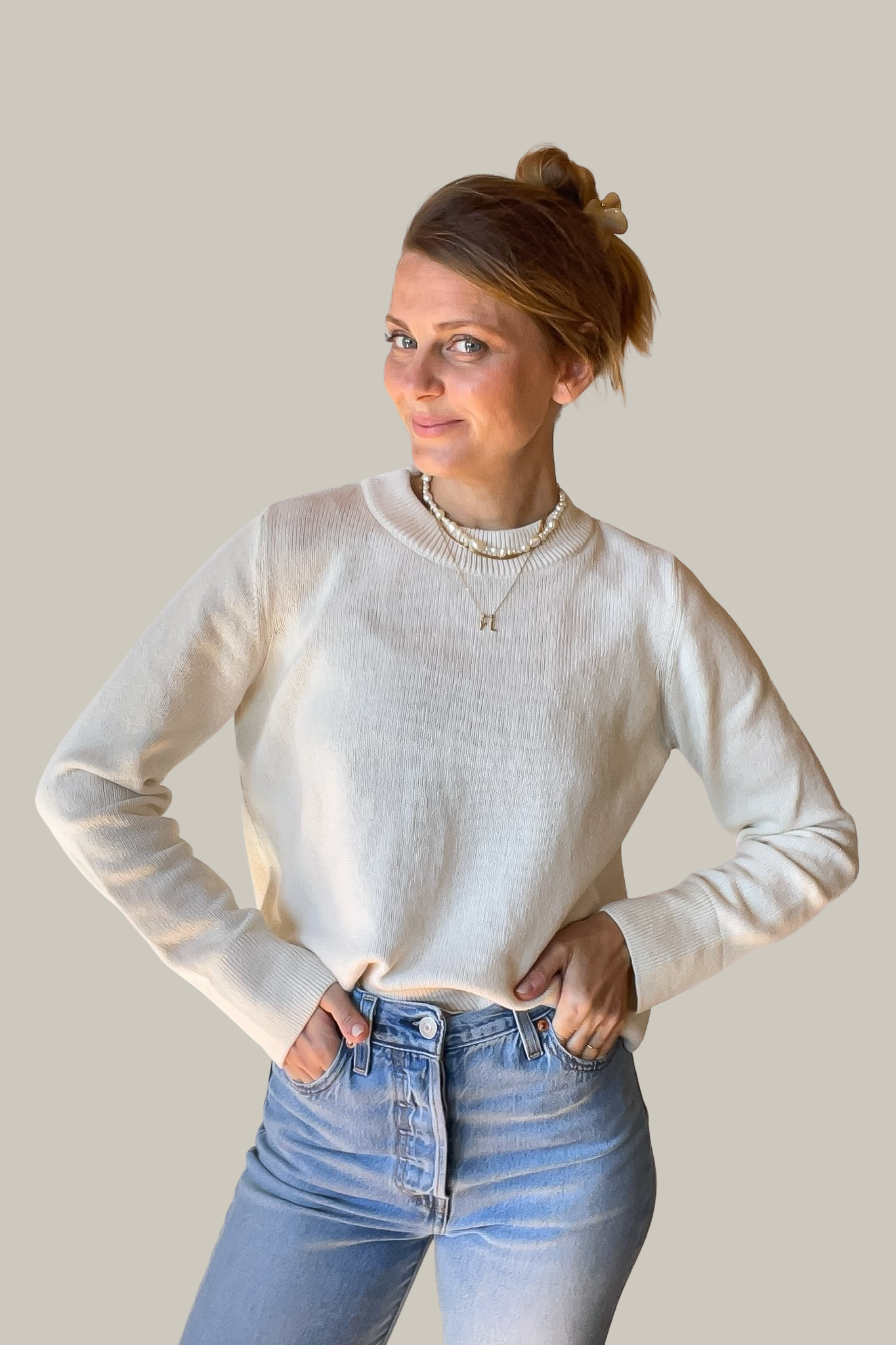 ATIN SWEATER ECRU (CASHMERE / COTTON)