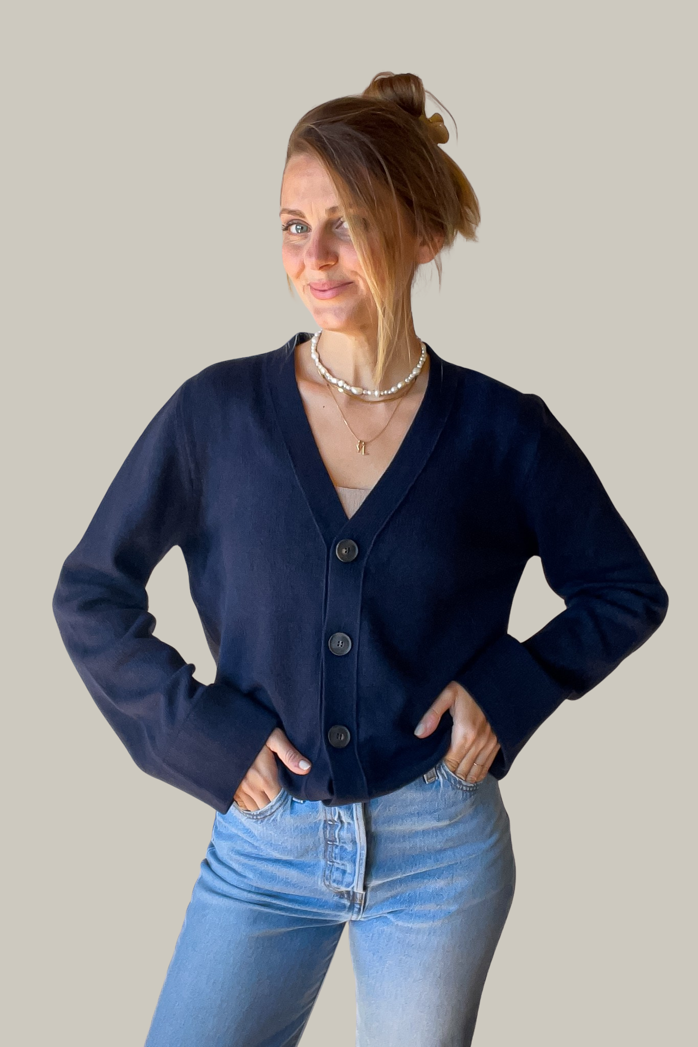 NANA CARDIGAN NAVY (COTTON / CASHEMRE)
