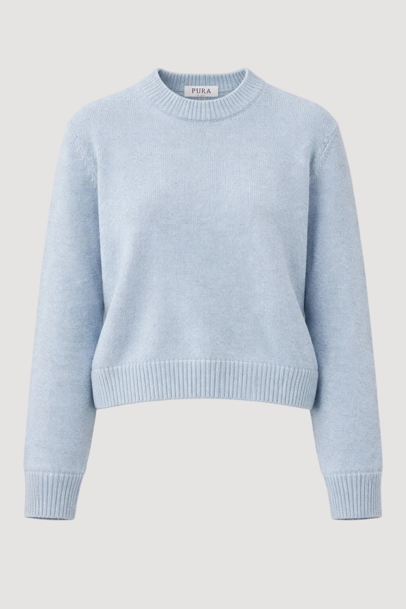 Light blue sweater on a white background