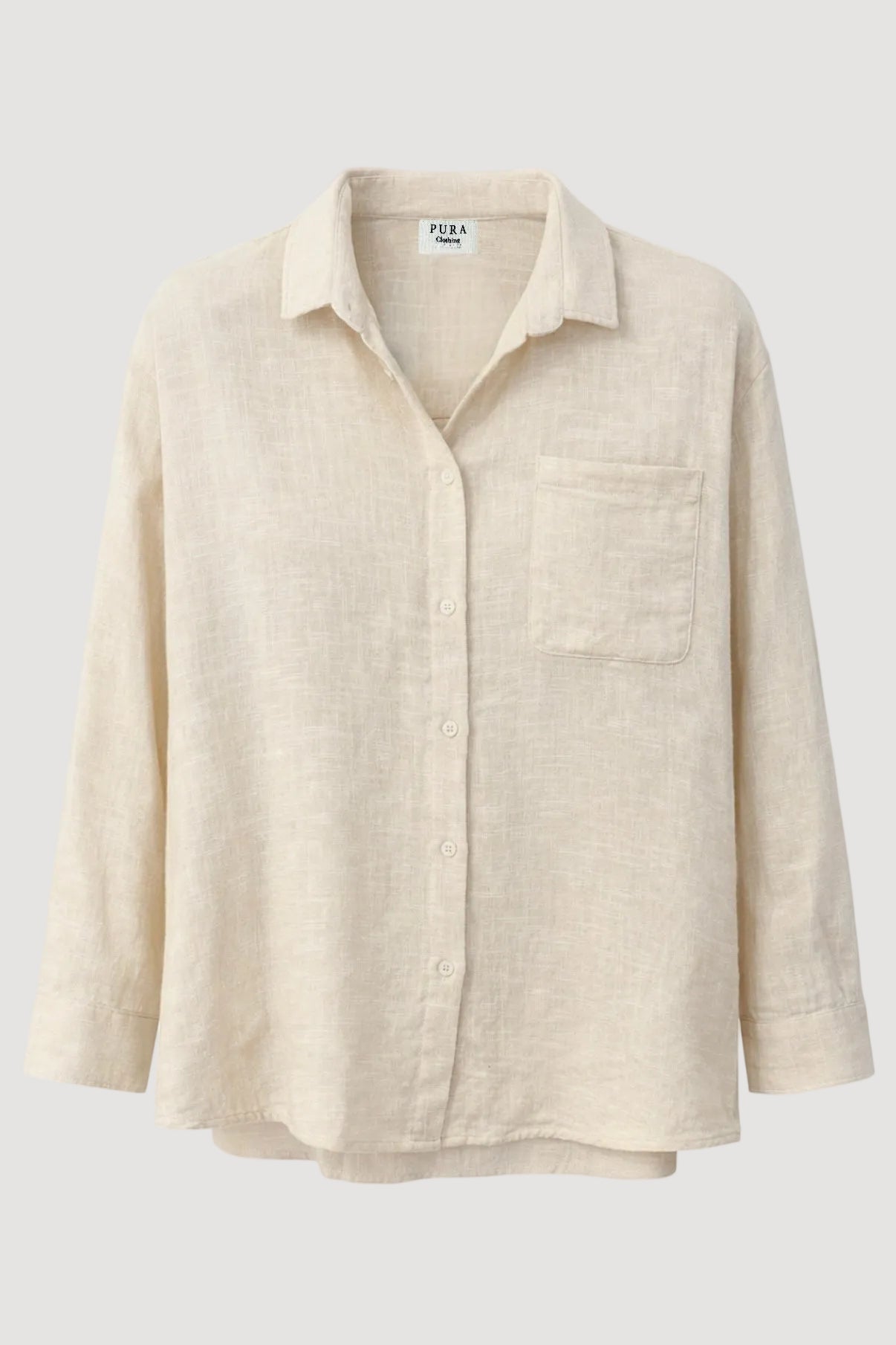 Beige shirt with a collar on a white background