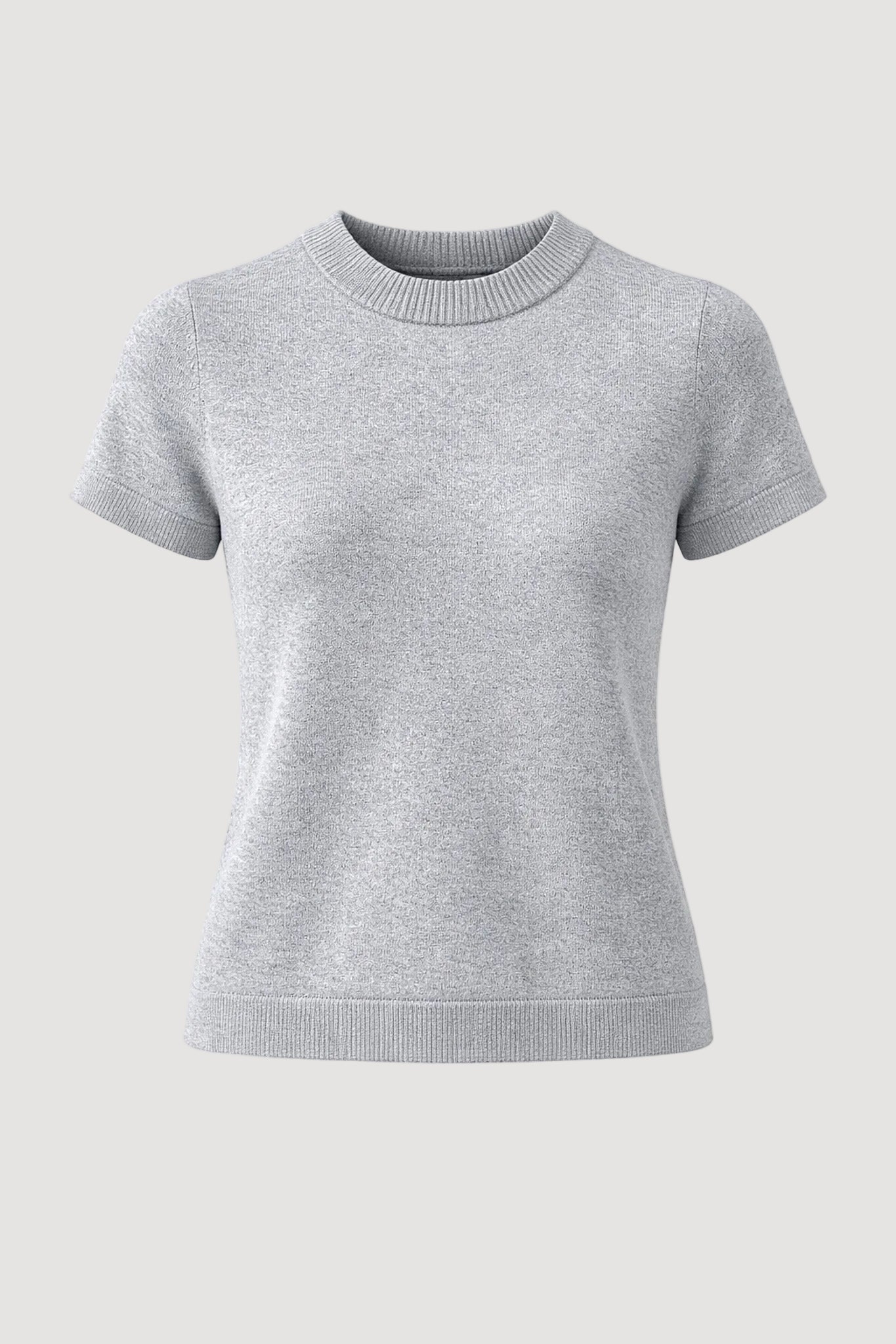 Gray short-sleeve sweater on a white background