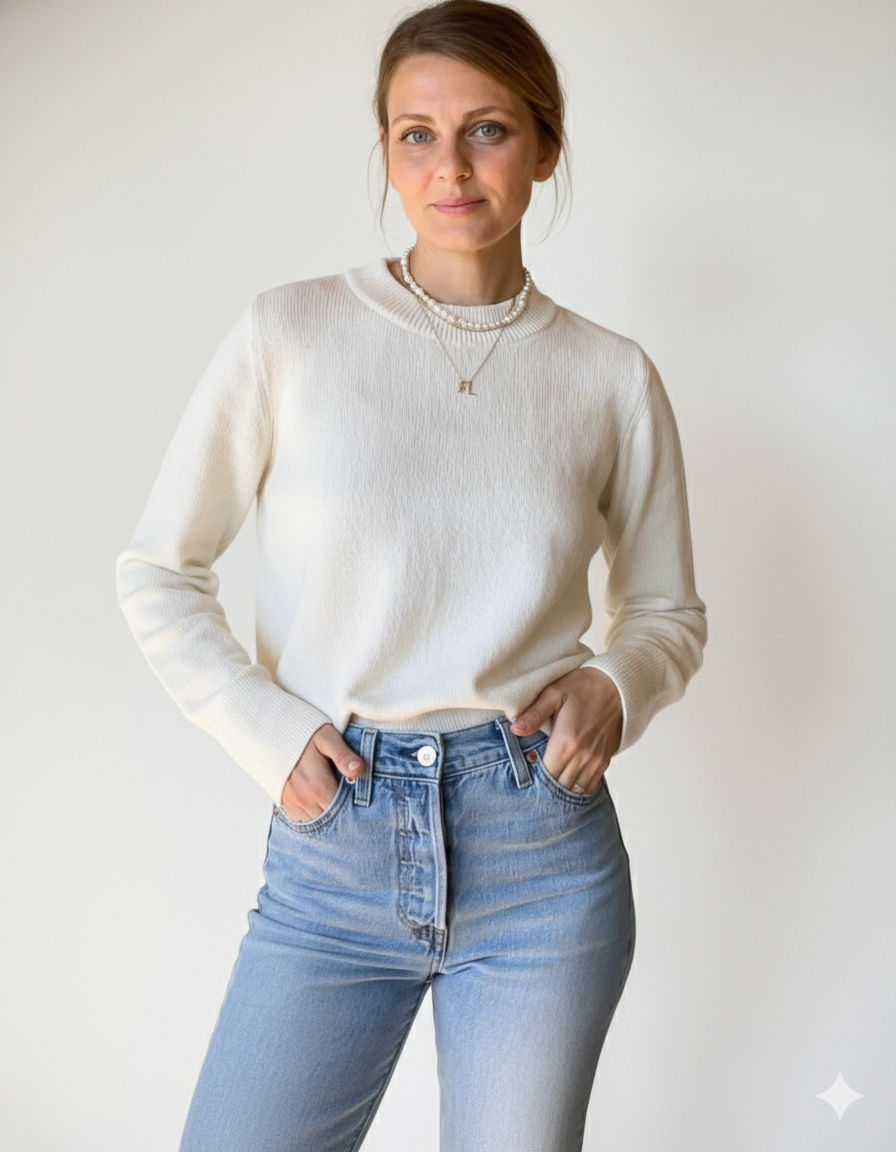 ATIN SWEATER ECRU (CASHMERE / COTTON)