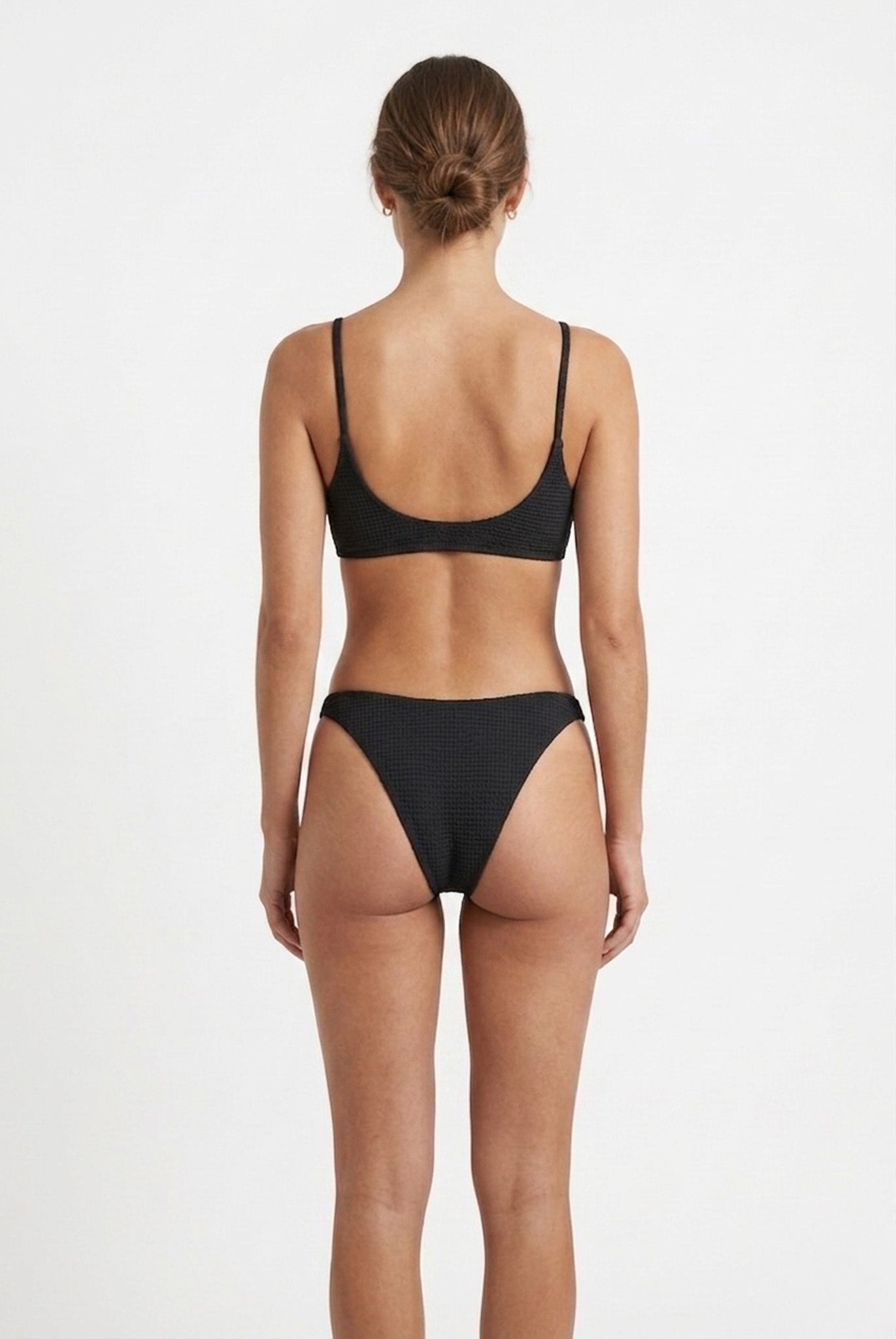 PURA Ethical sustainable swimsuit waffle recycled fabric black back