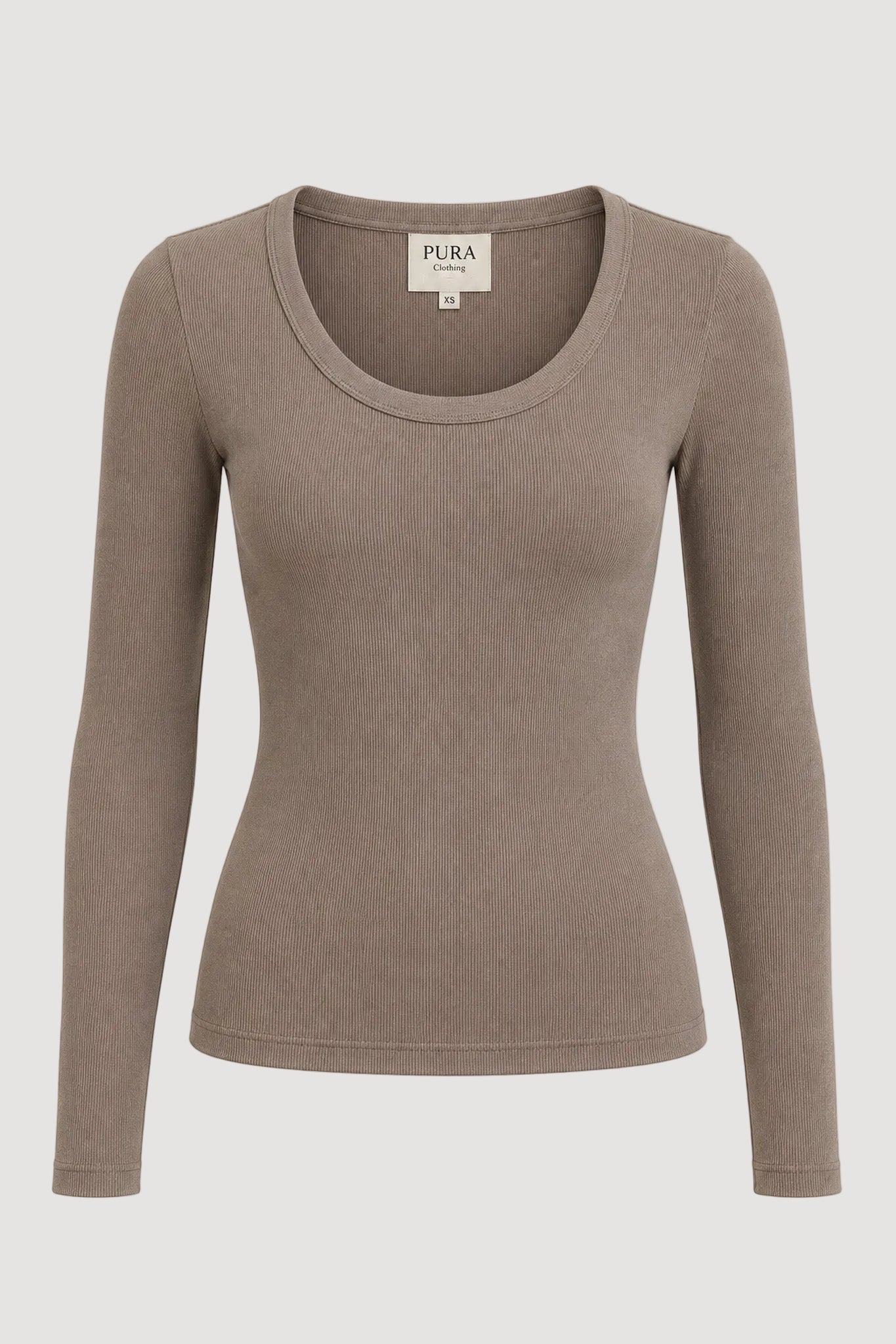 SCOOP NECK SWEATER COTTON TAUPE