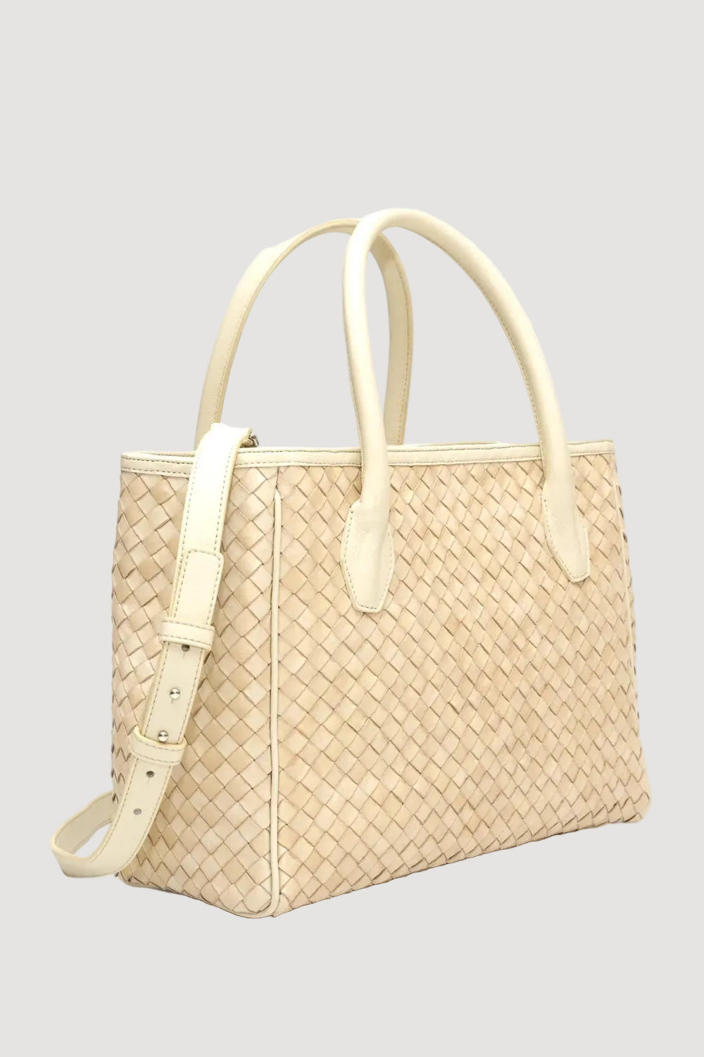 Pianigiani x PURA - GRACE BEIGE WOVEN - SAC EN CUIR FABRIQUÉ EN ITALIE