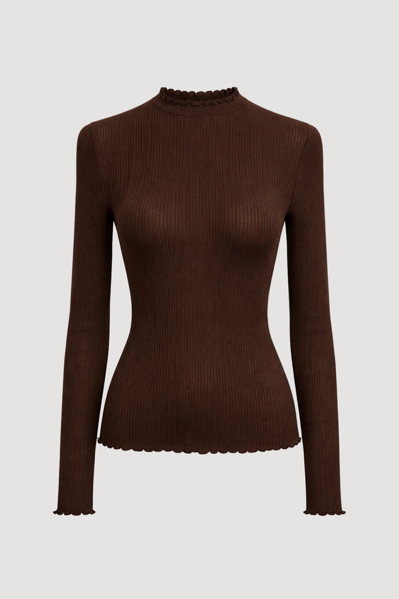 mockneck LANGARM RIPPenstrick modal/biobaumwolle braun