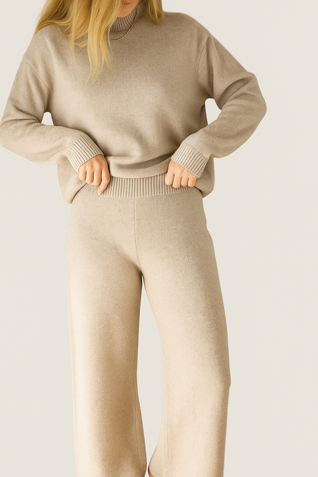 WIDE LEG PANTS CASHMERE/SILK GREIGE