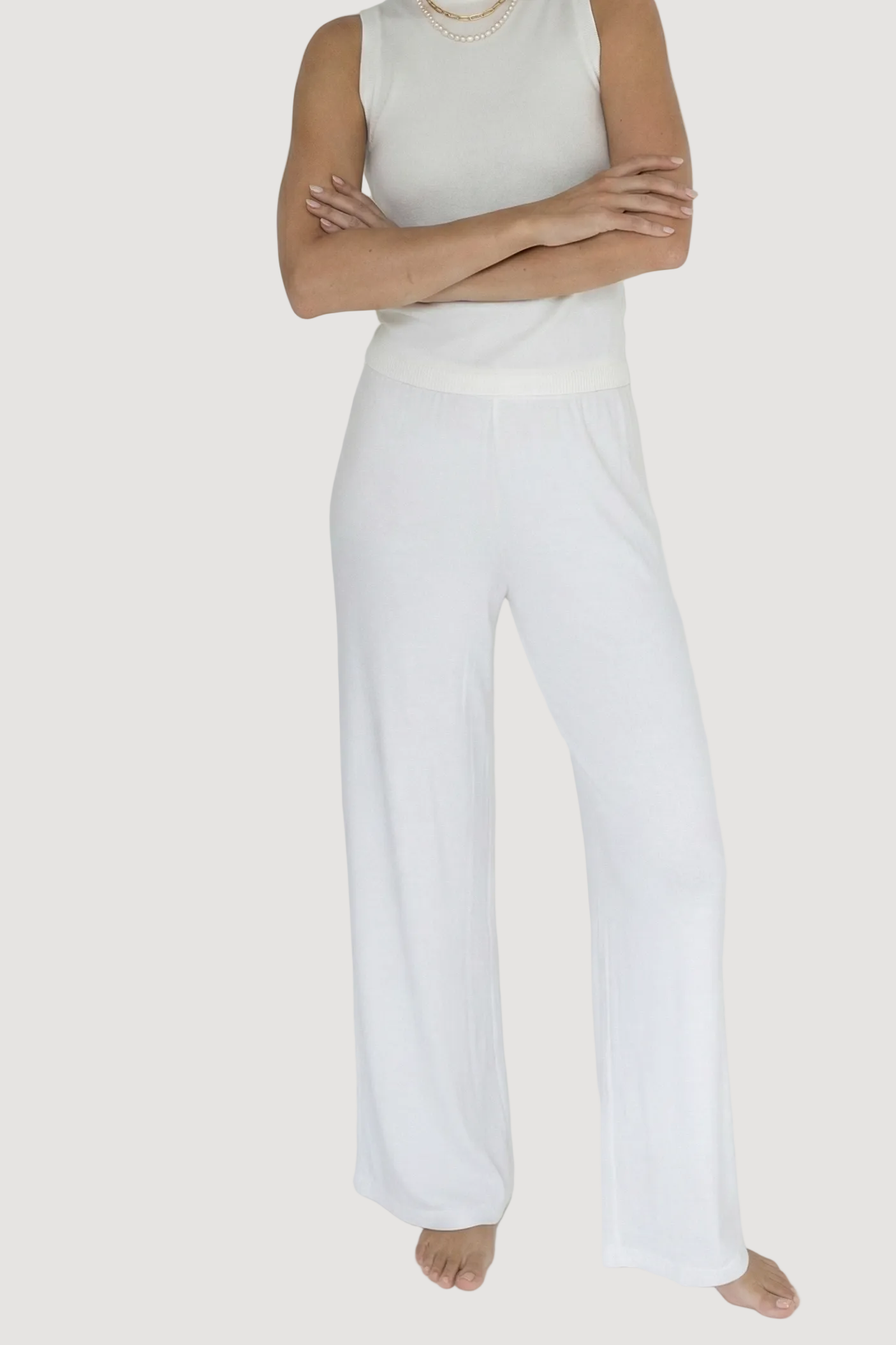 RIB PANTS MODAL WHITE