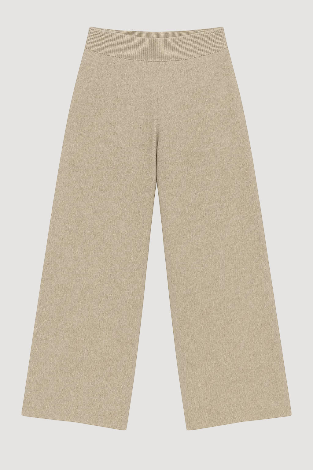 Beige wide-leg pants on a white background