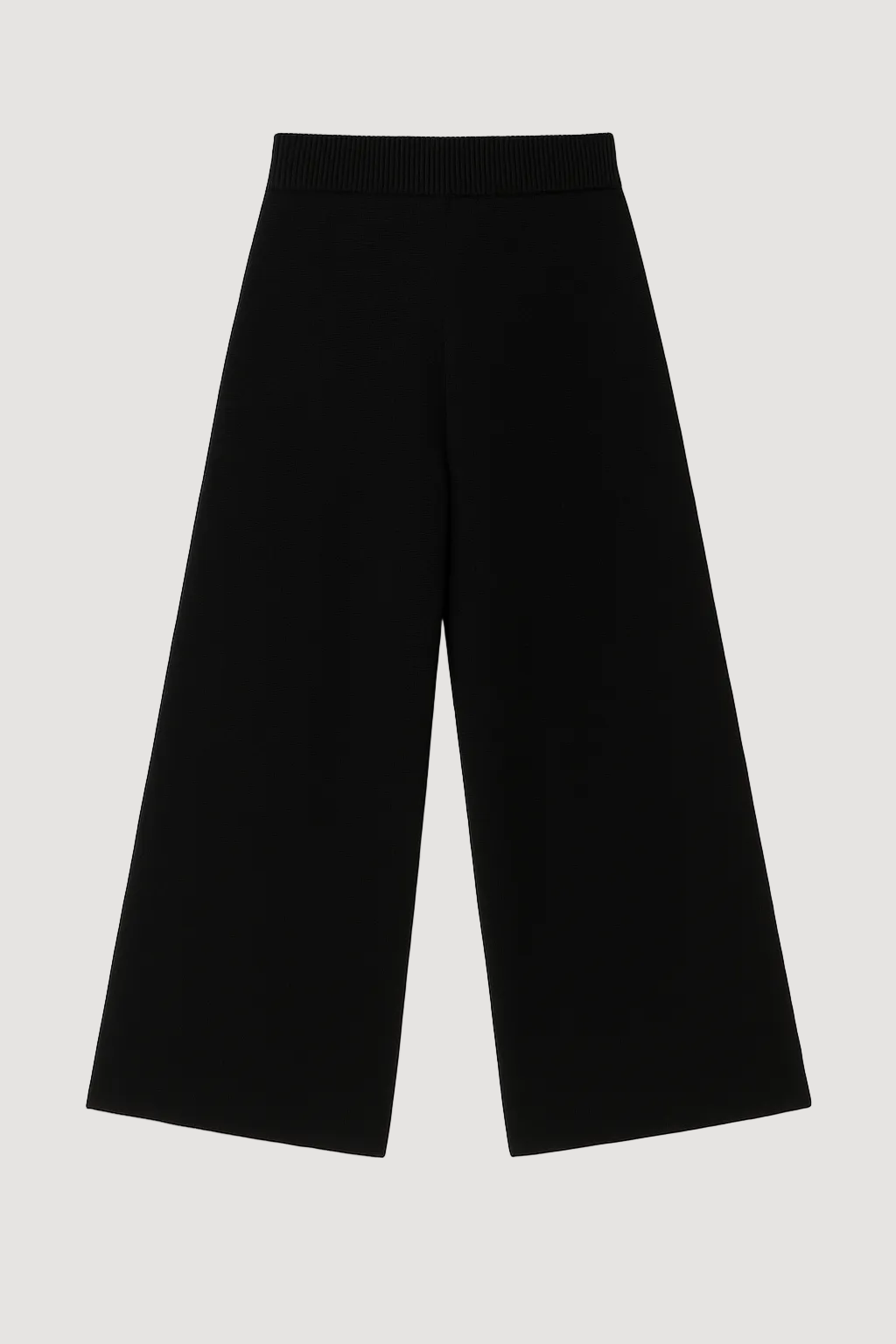Black wide-leg pants on a white background