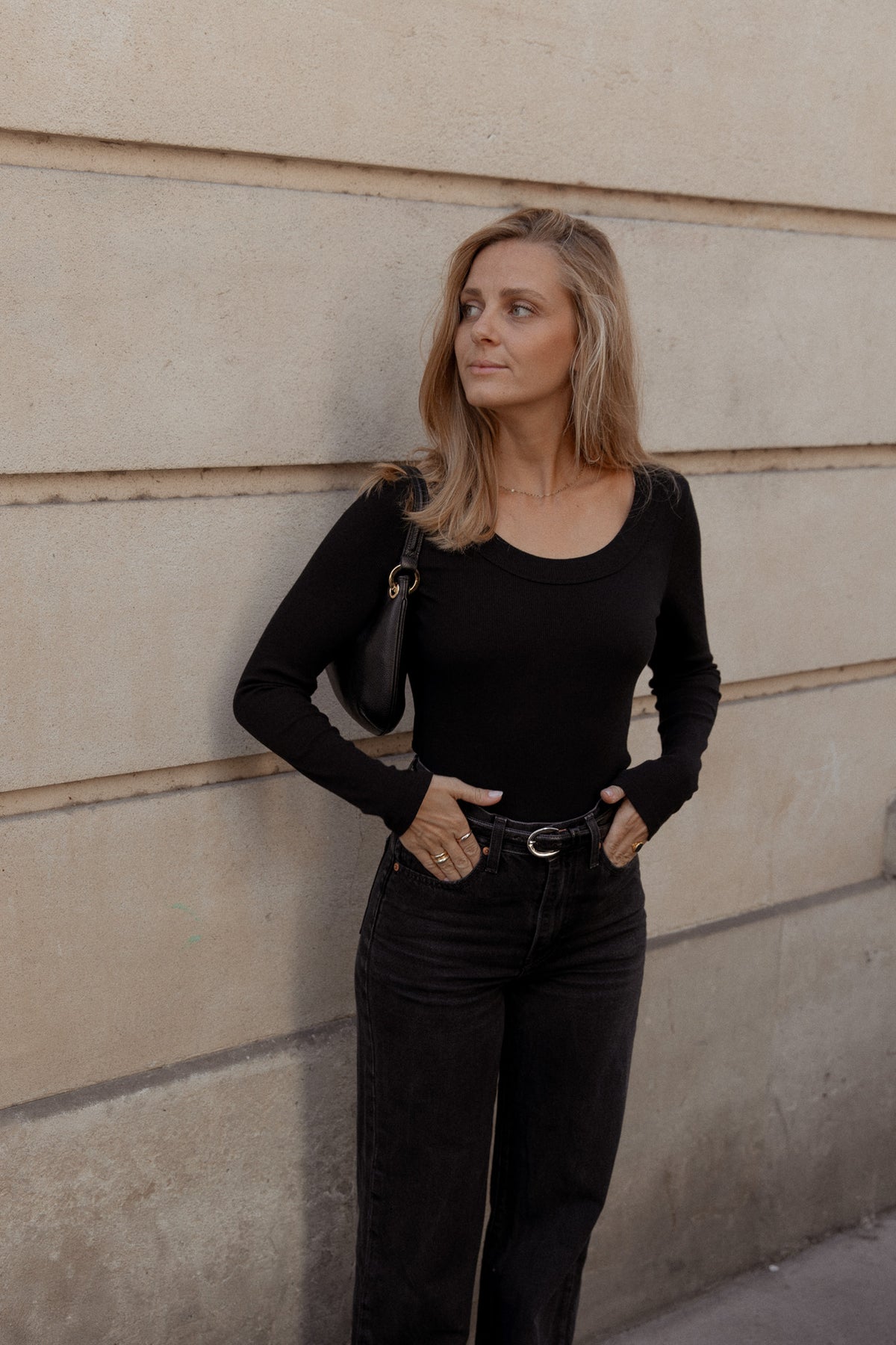 SCOOP NECK SWEATER COTTON BLACK