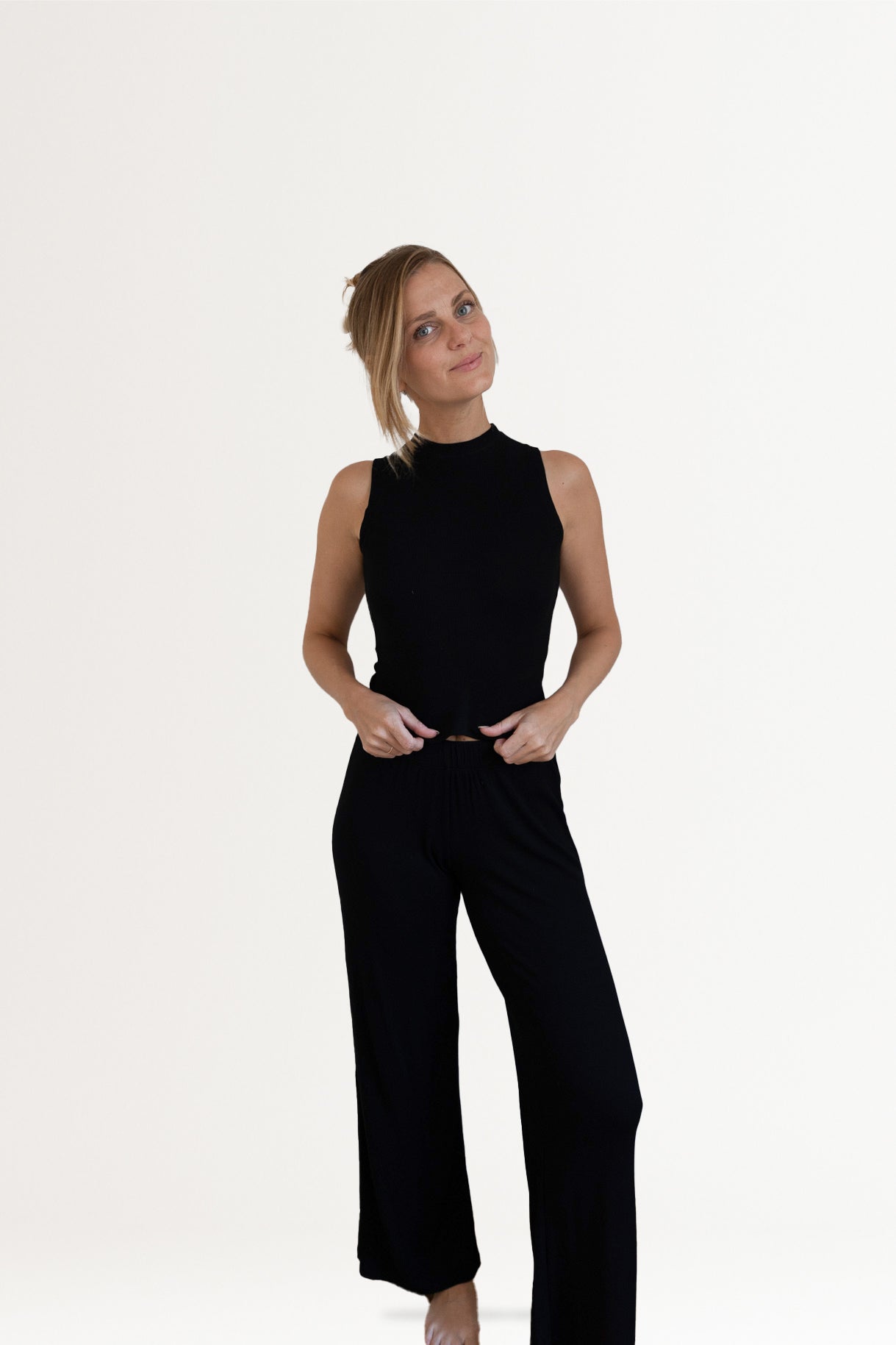 RIB PANTS MODAL BLACK